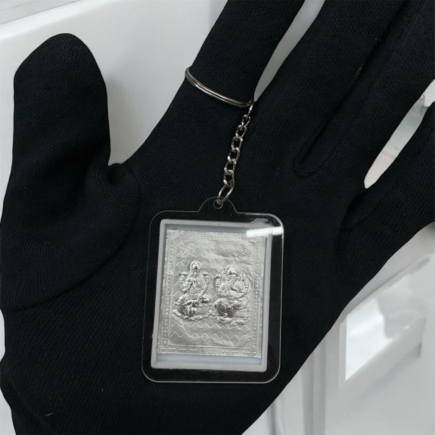 999 Pure Silver Laxmi Ganesh Ji Keychain - 92.5 Sterling Silver, Religious, Premium Quality, Good Luck Charm