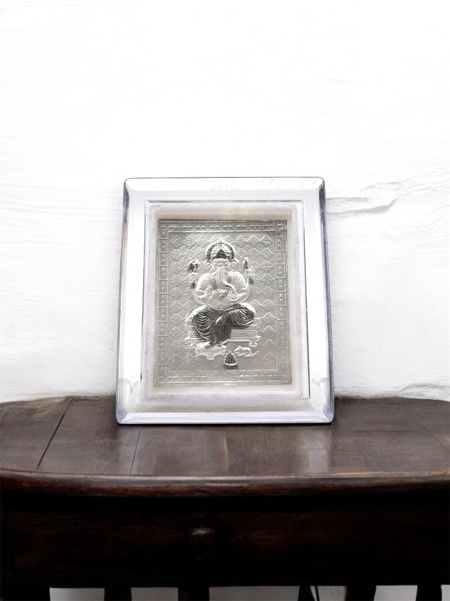 999 Pure Silver Ganesh Car Dashboard Frame – Divine Ganesha Idol for Car, Spiritual Gift, Handcrafted
