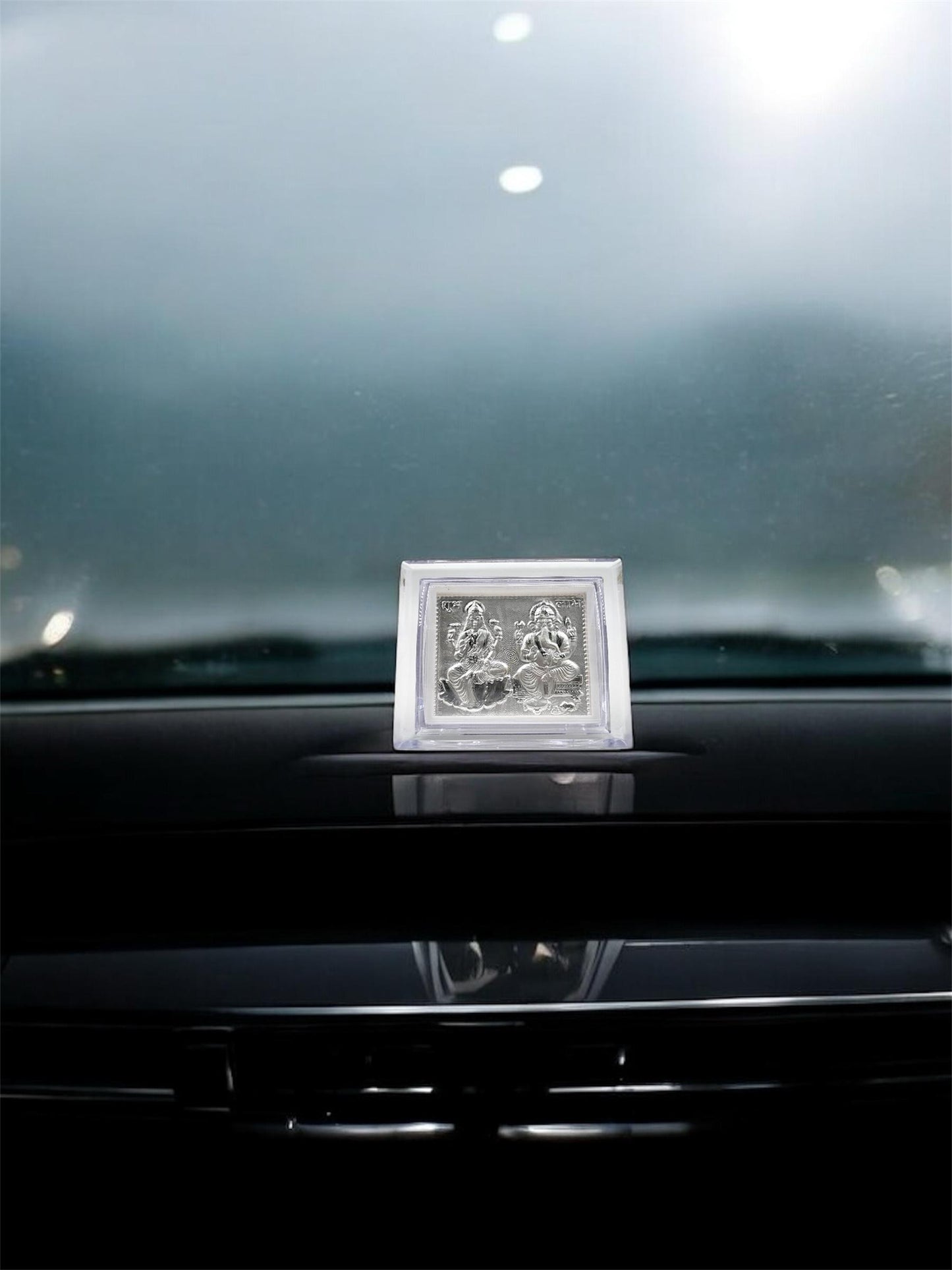 Pure Silver 999 Laxmi Ganesh Car Dashboard Mandir & Tabletop Pooja Frame
