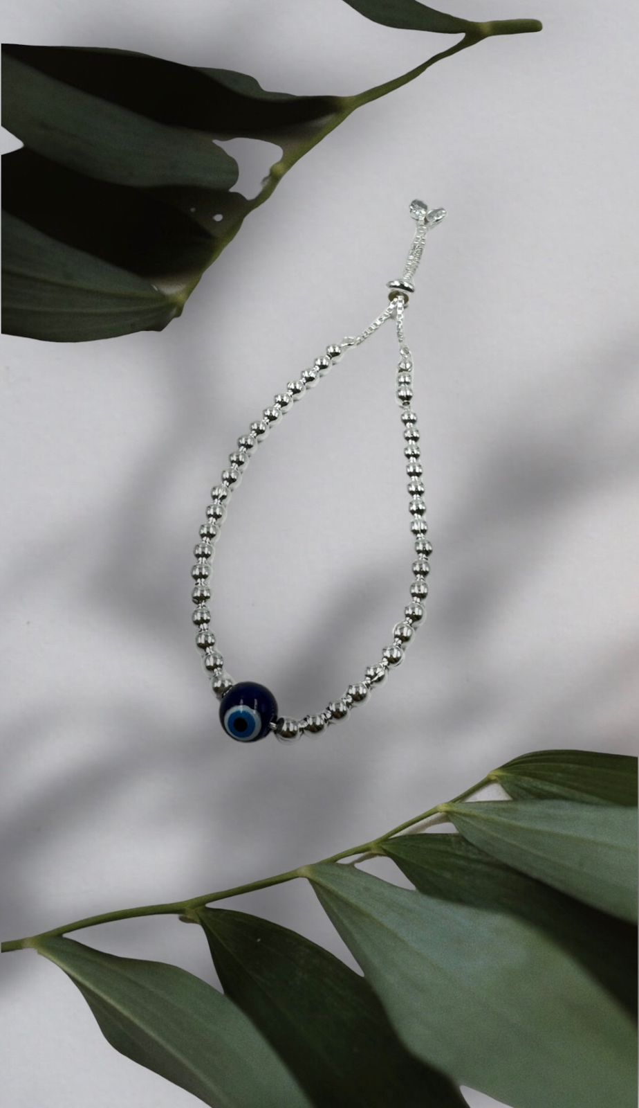 Metal Carats Sterling Silver Evil Eye Bracelet | Adjustable for Men & Women | Protection & Luck | Made in India