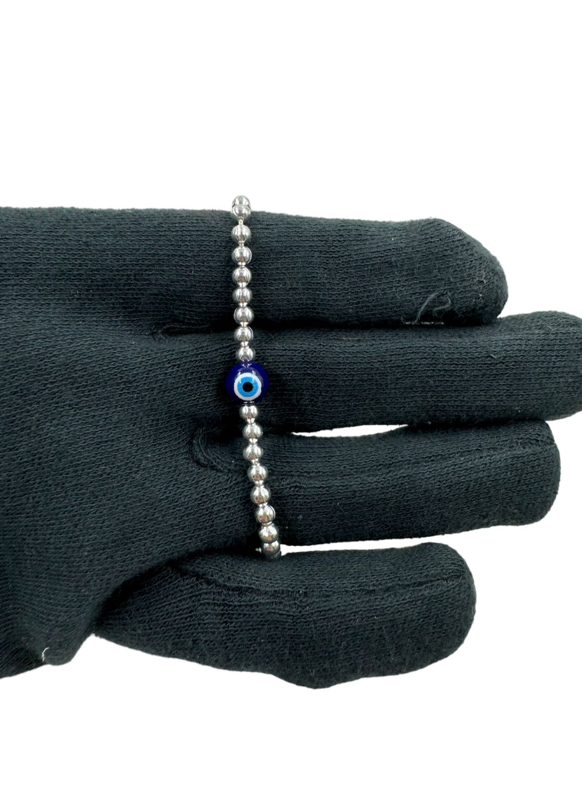 Metal Carats Sterling Silver Evil Eye Bracelet | Adjustable for Men & Women | Protection & Luck | Made in India