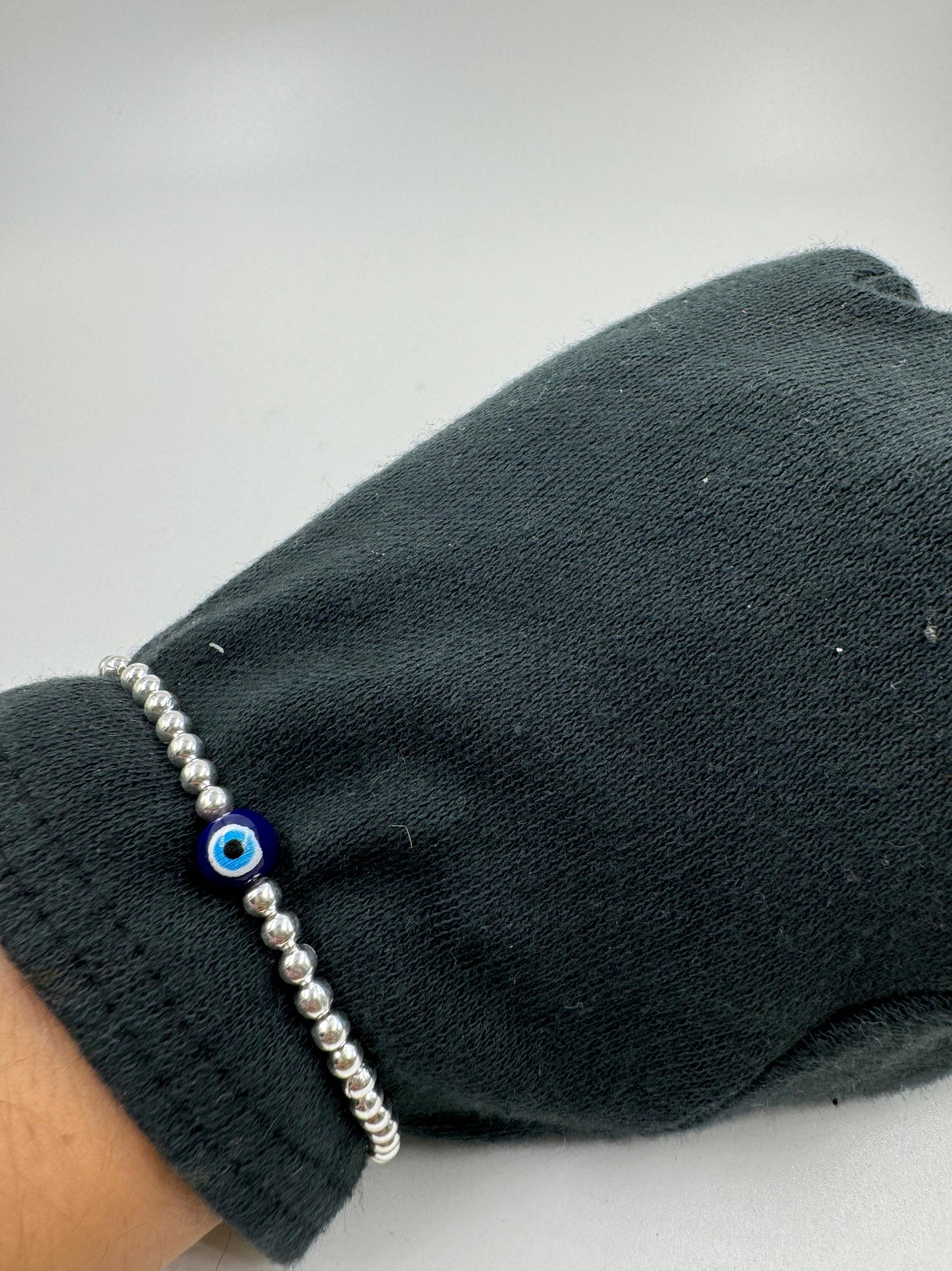 Metal Carats Sterling Silver Evil Eye Bracelet | Adjustable for Men & Women | Protection & Luck | Made in India