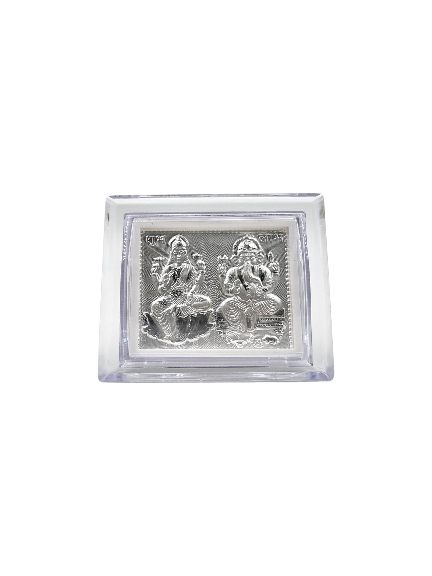 Pure Silver 999 Laxmi Ganesh Car Dashboard Mandir & Tabletop Pooja Frame