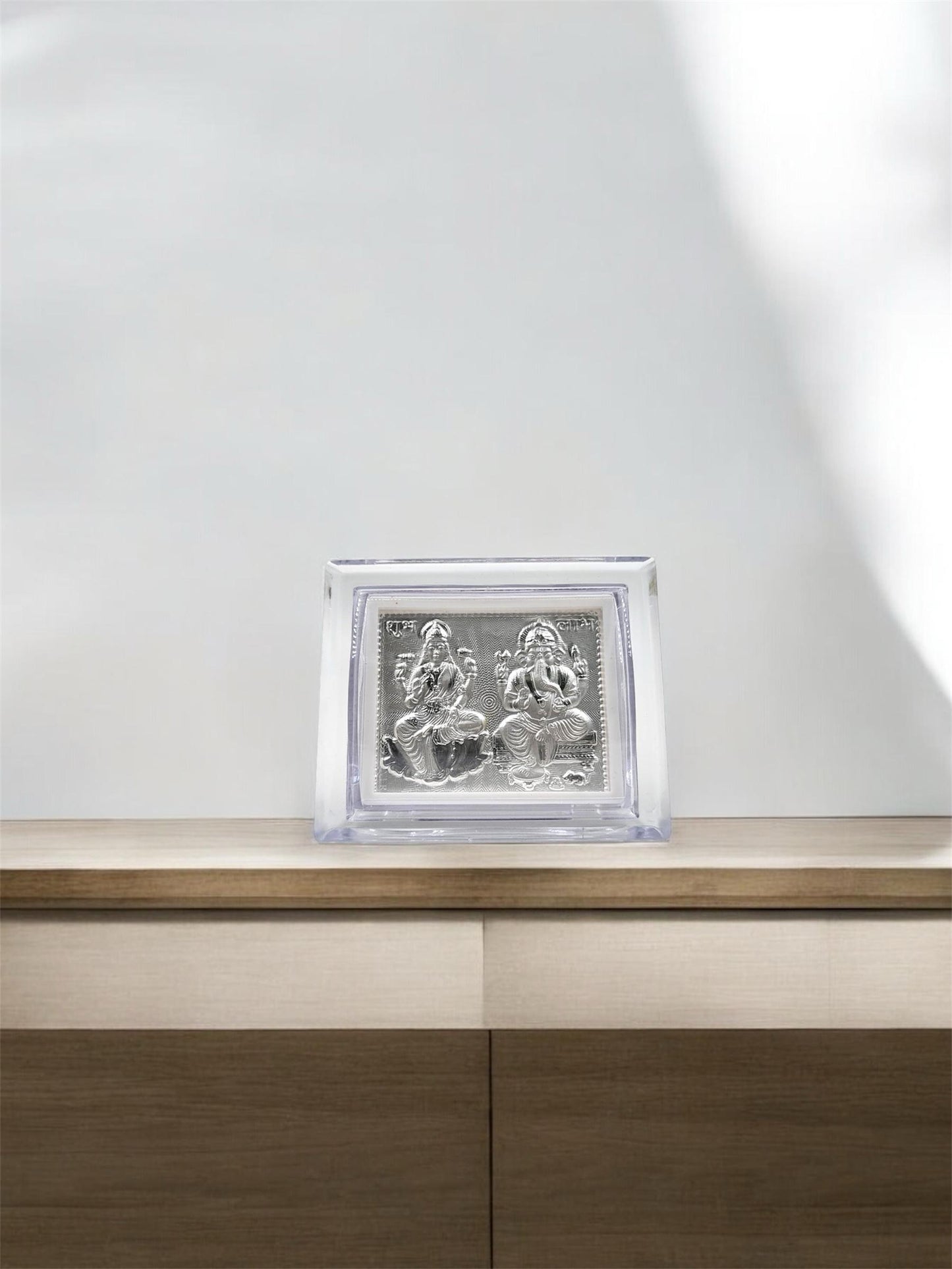 Pure Silver 999 Laxmi Ganesh Car Dashboard Mandir & Tabletop Pooja Frame
