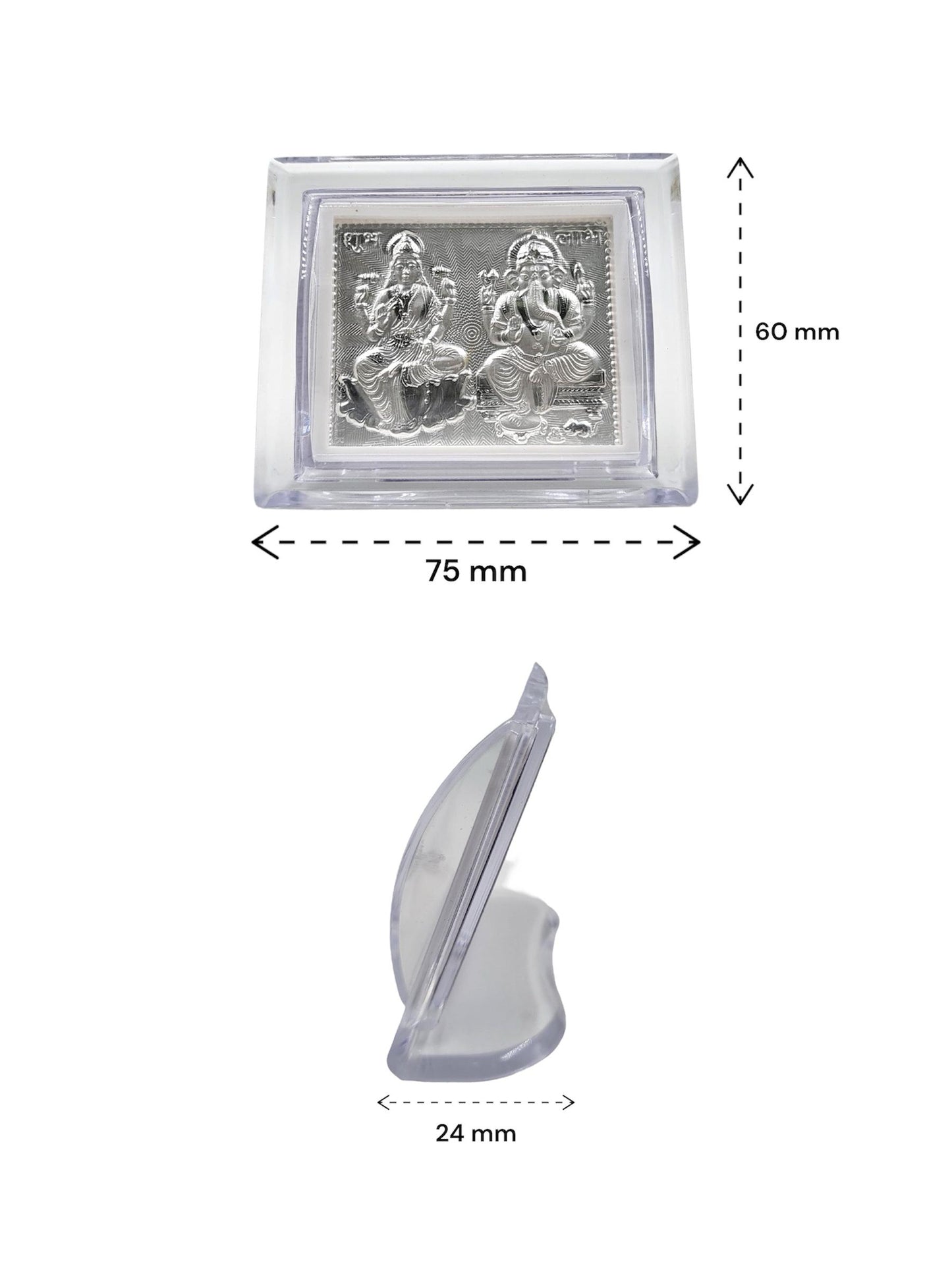 Pure Silver 999 Laxmi Ganesh Car Dashboard Mandir & Tabletop Pooja Frame