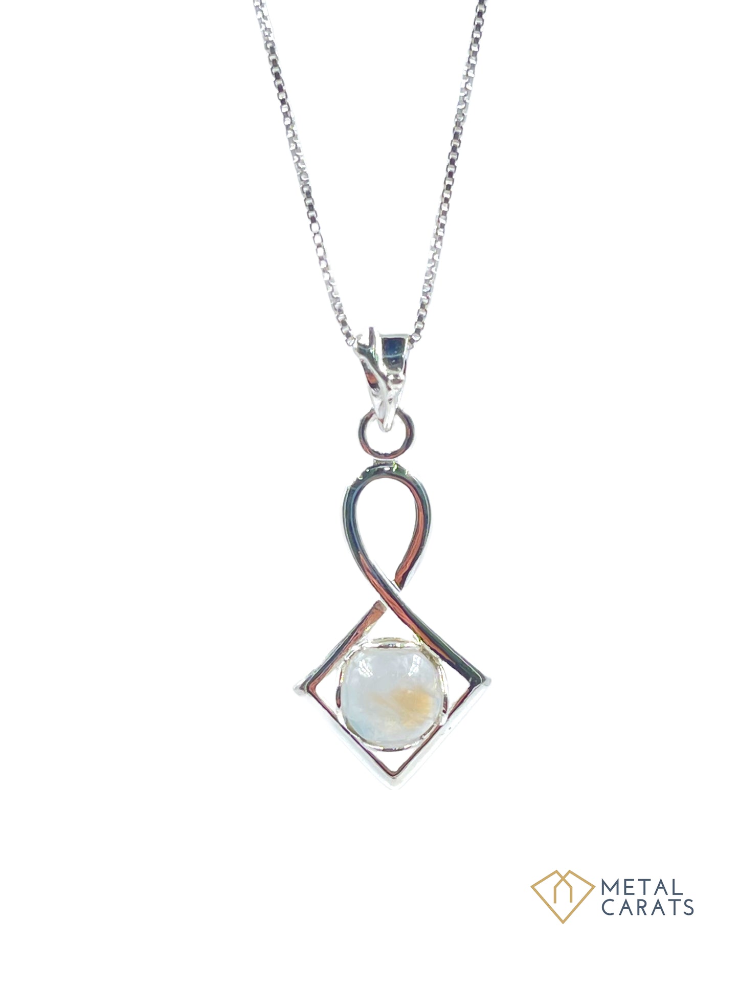 Metal Carats 925 Sterling Silver Infinity Style Rainbow Moonstone Pendant with Chain | Natural Gemstones | Women | Casual