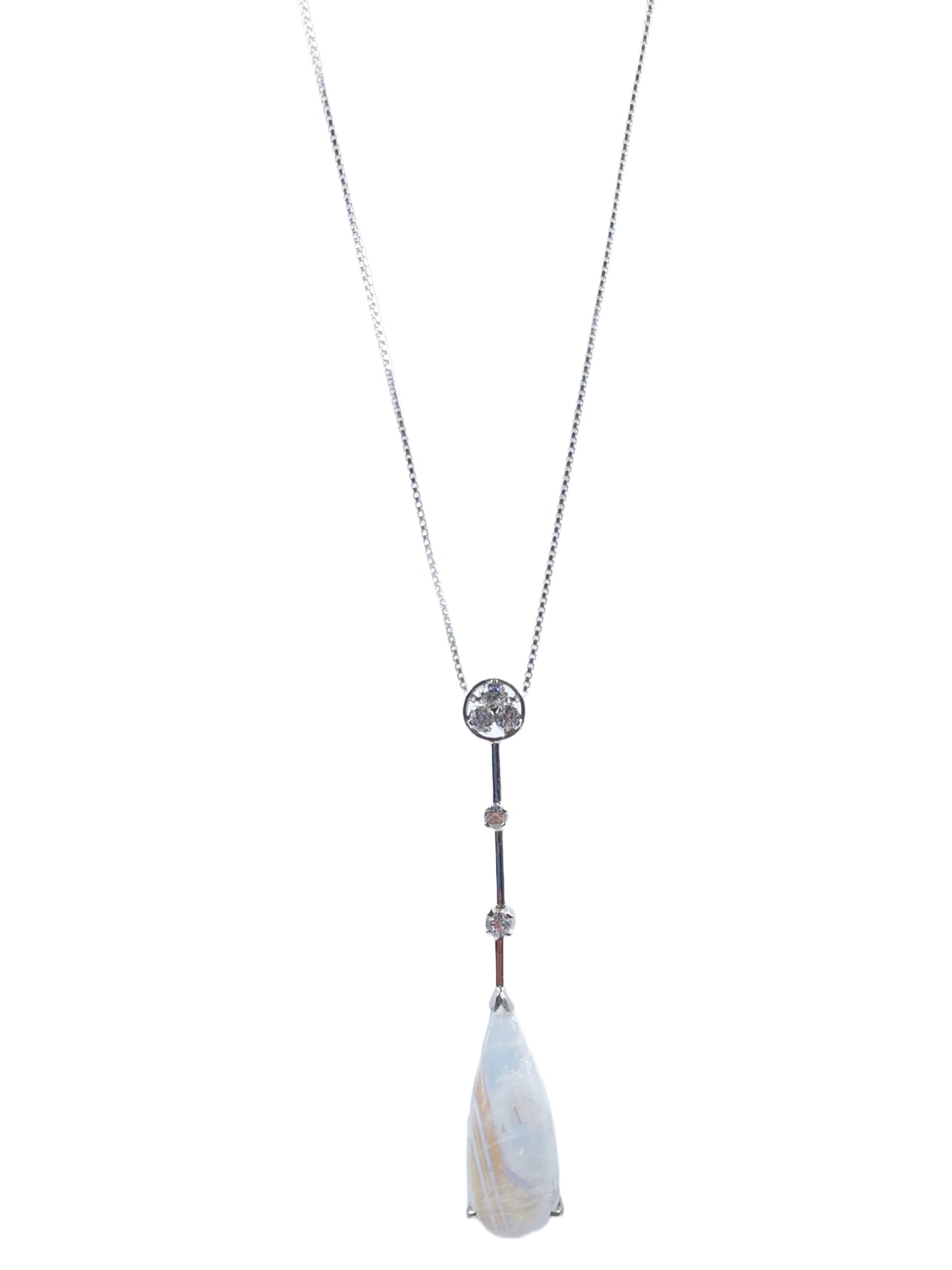 Metal Carats 925 Sterling Silver Floating Rainbow Moonstone Pendant with CZ | Flaoting Design | Women