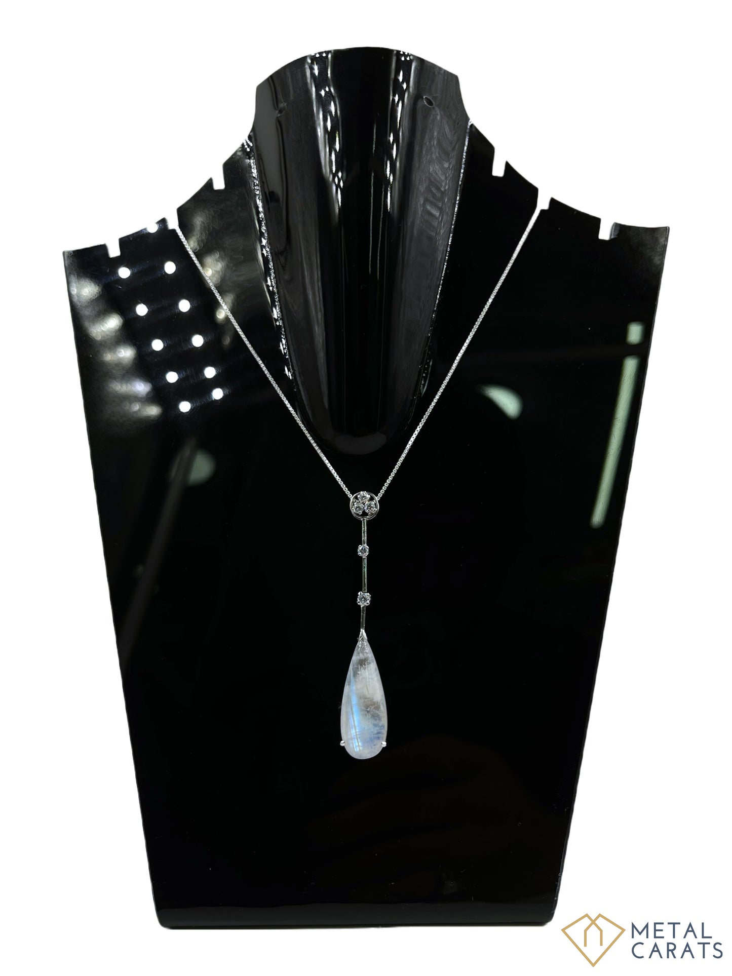 Metal Carats 925 Sterling Silver Floating Rainbow Moonstone Pendant with CZ | Flaoting Design | Women