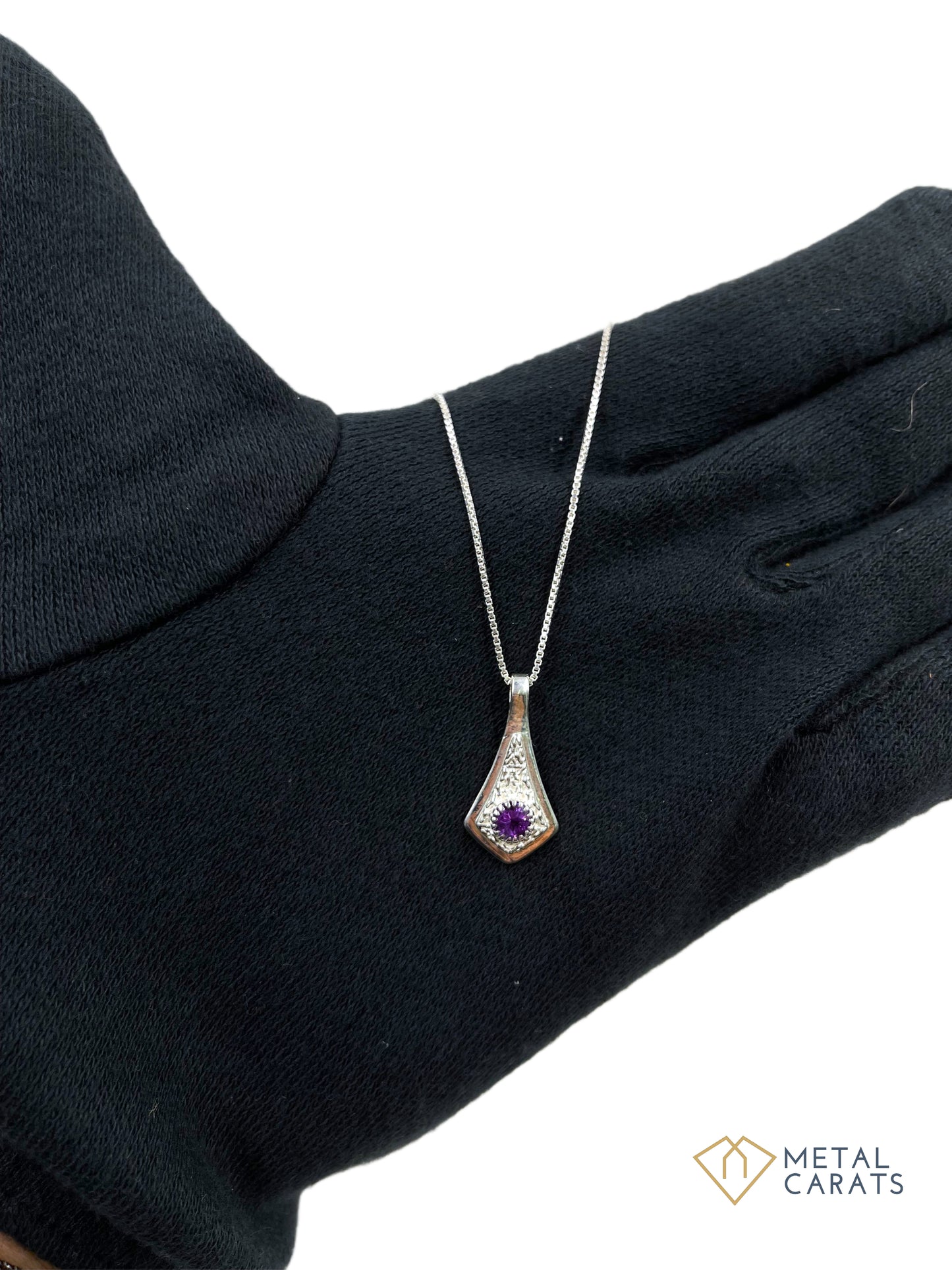 Metal Carats 925 Sterling Silver Amethyst Hammer Pendant | Women | Natural Gemstone | Light weight