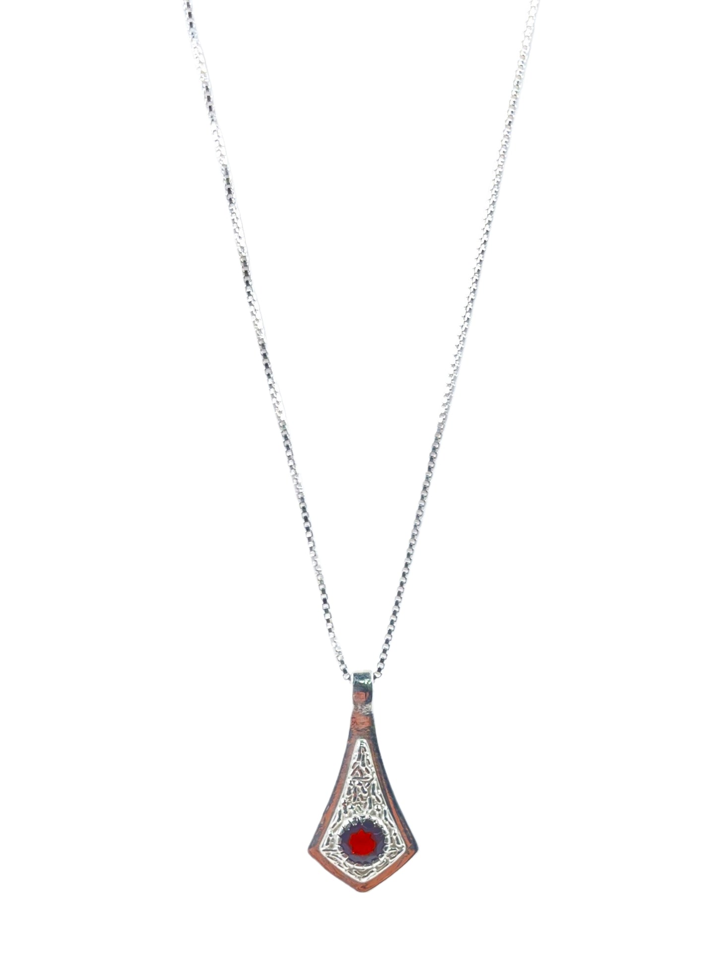 Metal Carats 925 Sterling Silver Garnet Hammer Pendant | Women | Natural Gemstone | Light weight