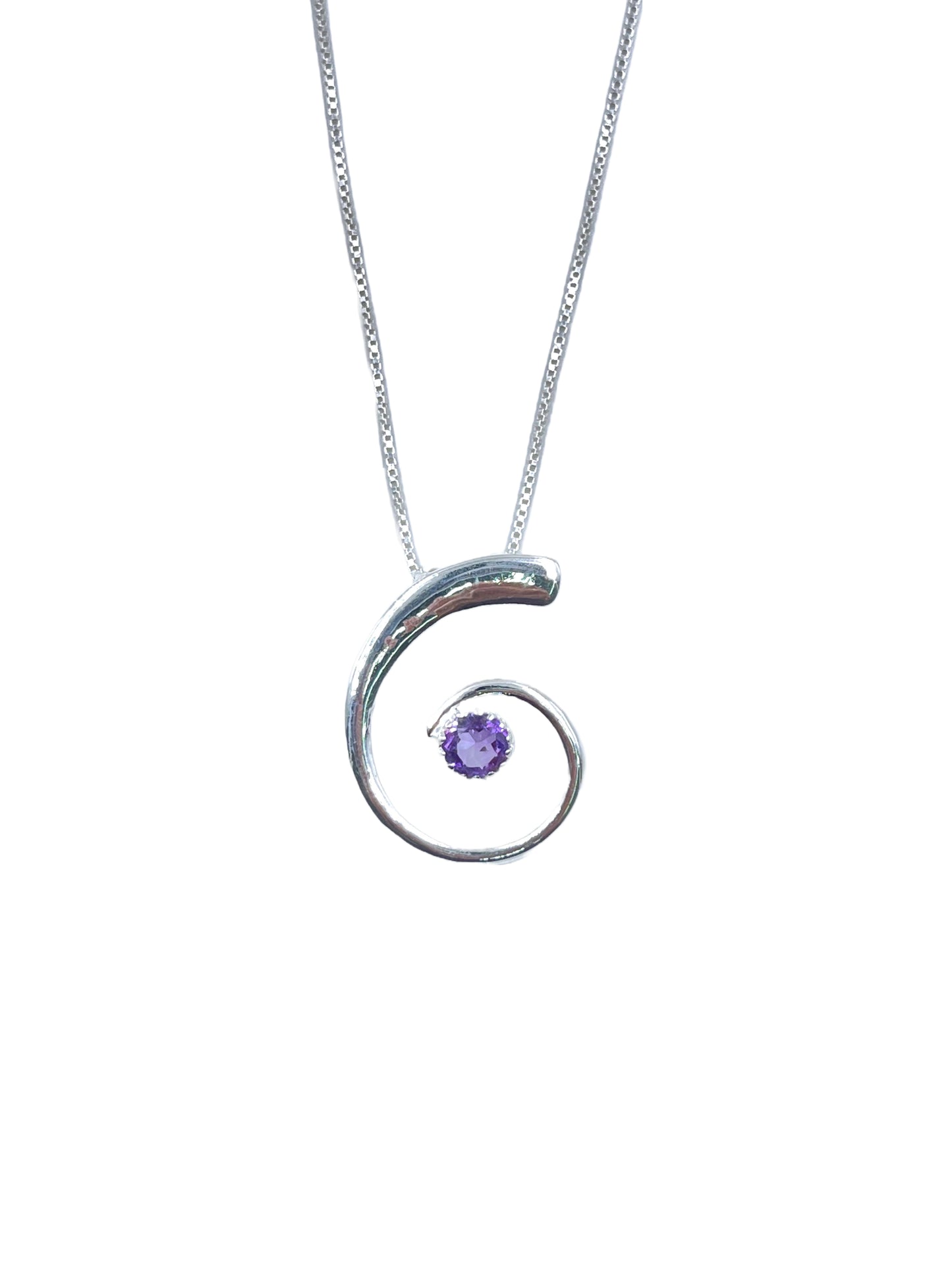 Metal Carats Floating 925 Sterling Silver Amethyst Minialistic Pendant | Women | Minimalism | Natural Gemstones