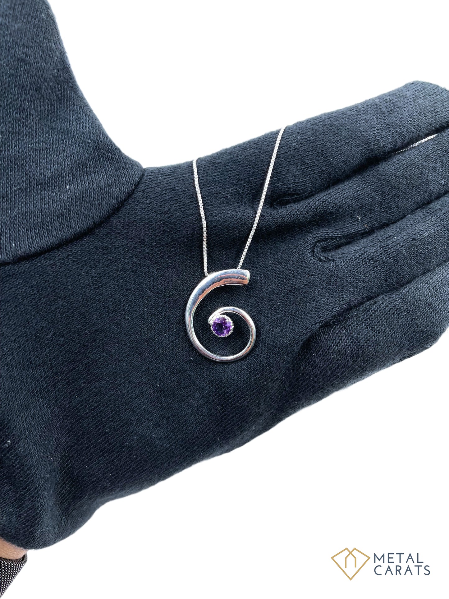 Metal Carats Floating 925 Sterling Silver Amethyst Minialistic Pendant | Women | Minimalism | Natural Gemstones