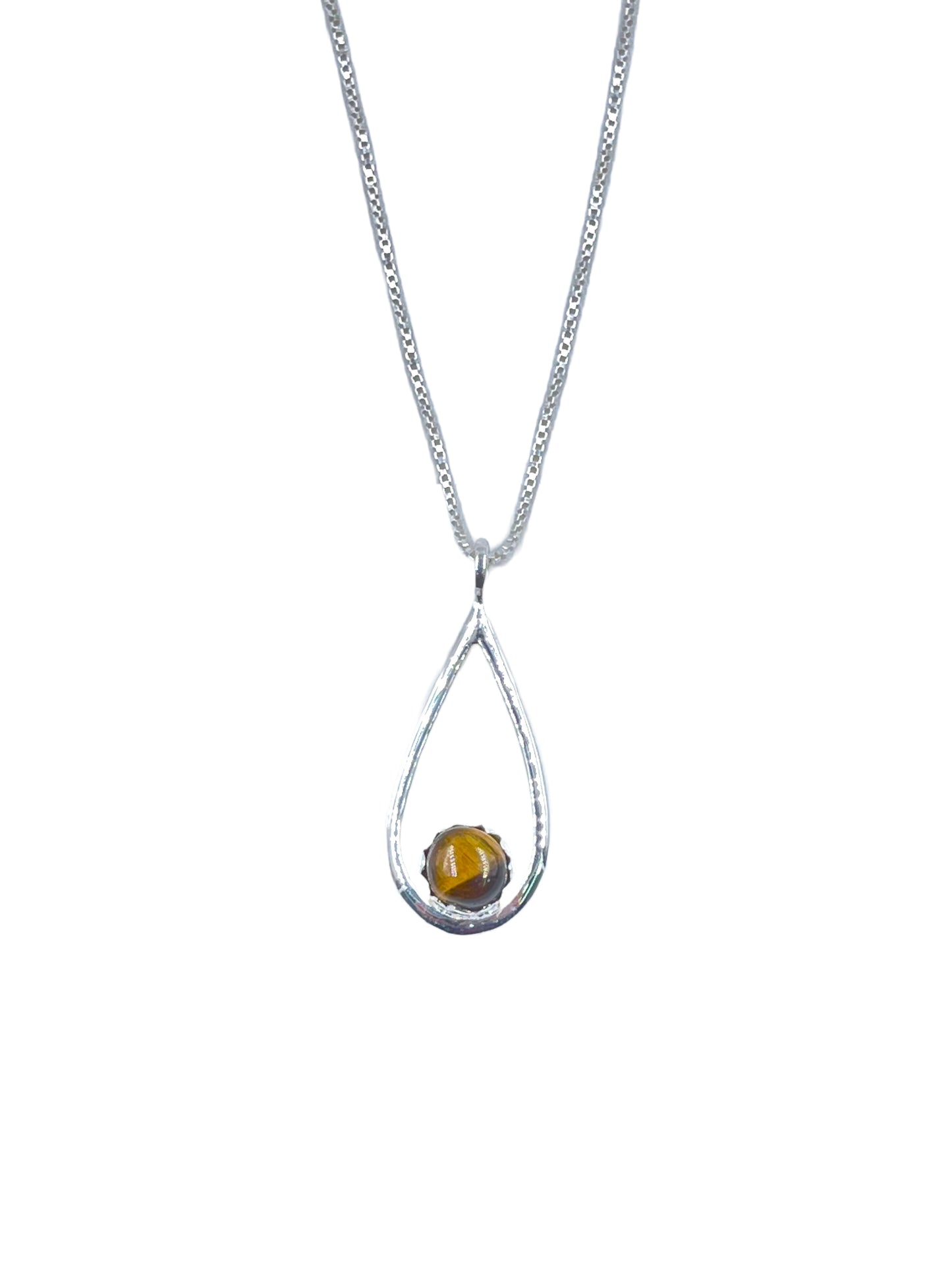 METALCARATS Metal Carats 925 Sterling Silver Round Cabochon Tigers Eye Pendant | Pear Shaped Pendant | Natural Gemstones | Women