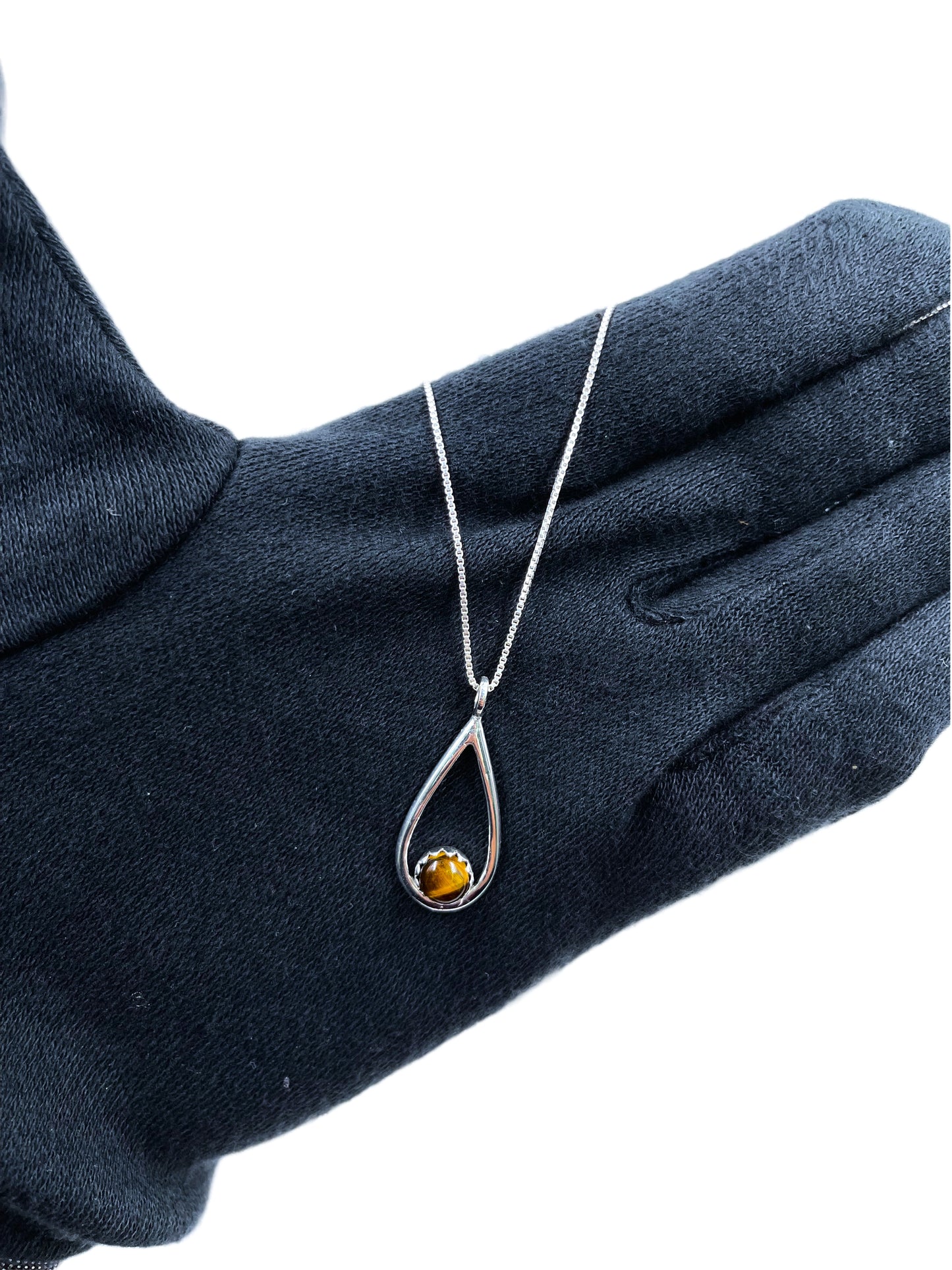 METALCARATS Metal Carats 925 Sterling Silver Round Cabochon Tigers Eye Pendant | Pear Shaped Pendant | Natural Gemstones | Women