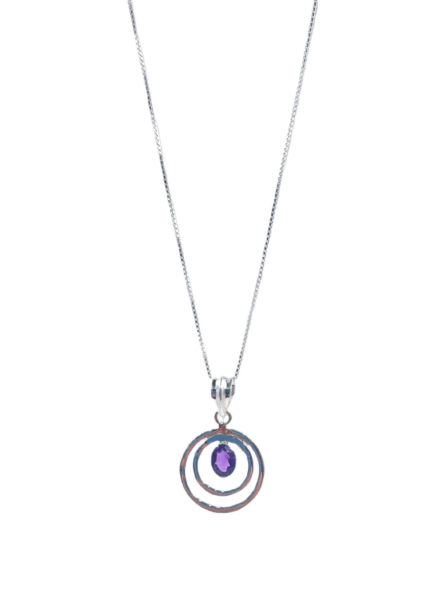 METALCARATS Metal Carats 925 Sterling Silver Triple Round Amethyst Pendant | Women | Natural Gemstone | Box Chain