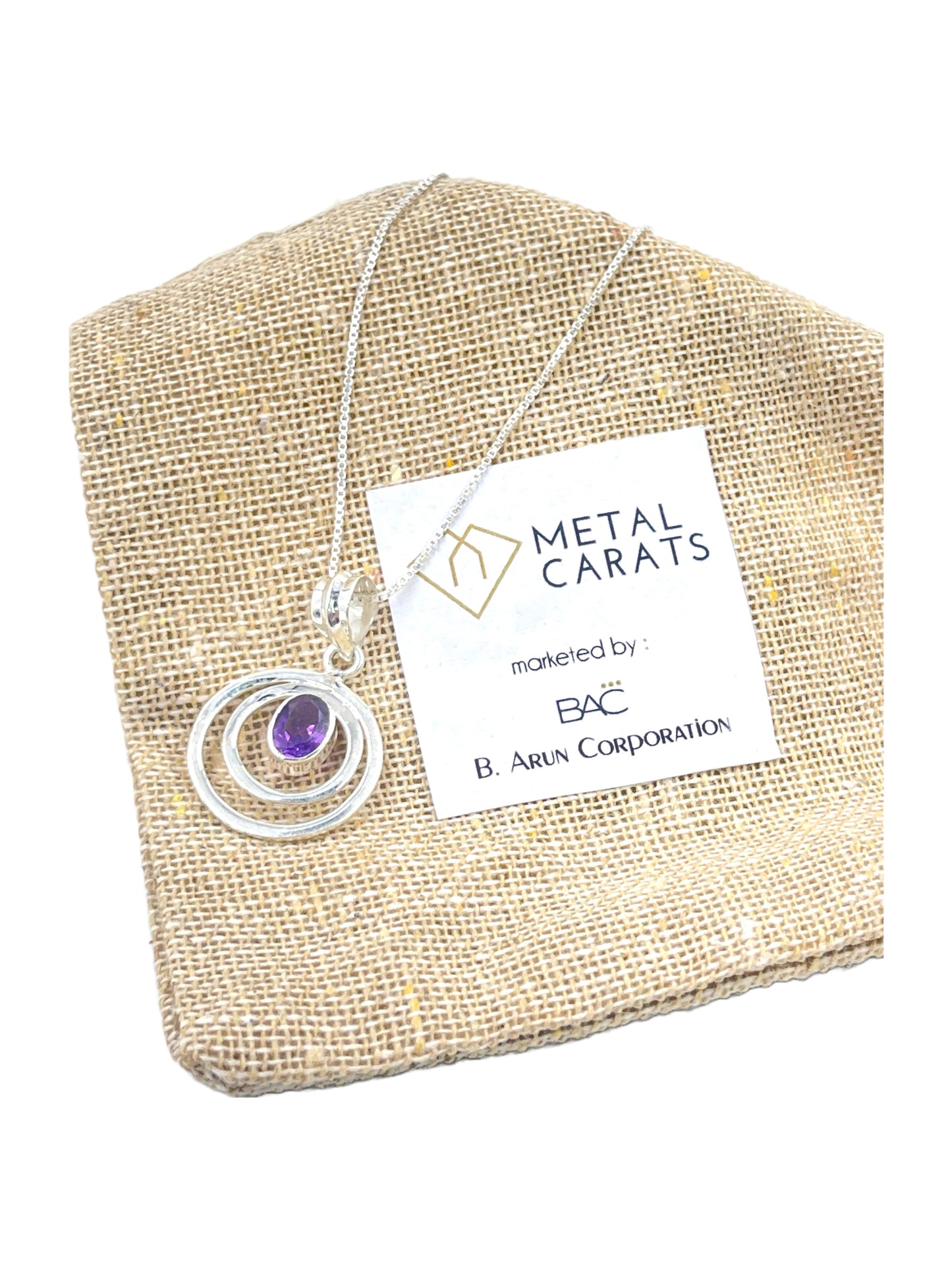 METALCARATS Metal Carats 925 Sterling Silver Triple Round Amethyst Pendant | Women | Natural Gemstone | Box Chain