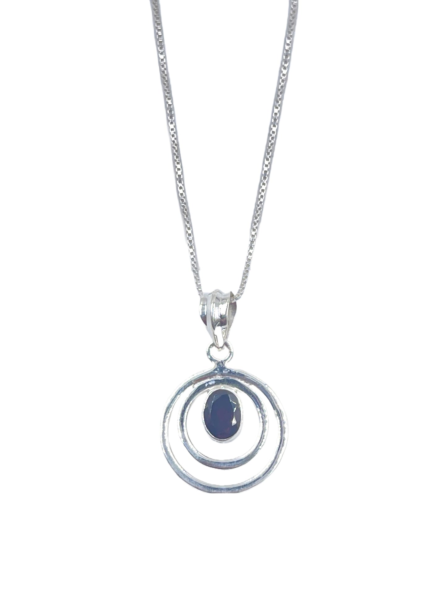 METALCARATS Metal Carats 925 Sterling Silver Triple Round Garnet Pendant | Women | Natural Gemstone | Box Chain