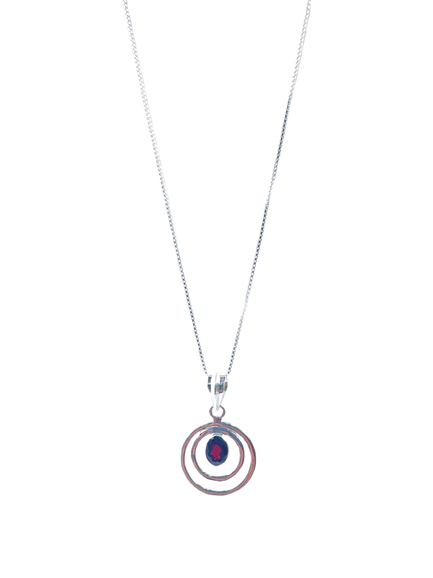 METALCARATS Metal Carats 925 Sterling Silver Triple Round Garnet Pendant | Women | Natural Gemstone | Box Chain