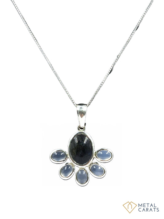 Metal Carats 925 Sterling Silver Premium Paw Pendant with Chain | Labradorite | Chalcedony | Women | Natural Gemstones