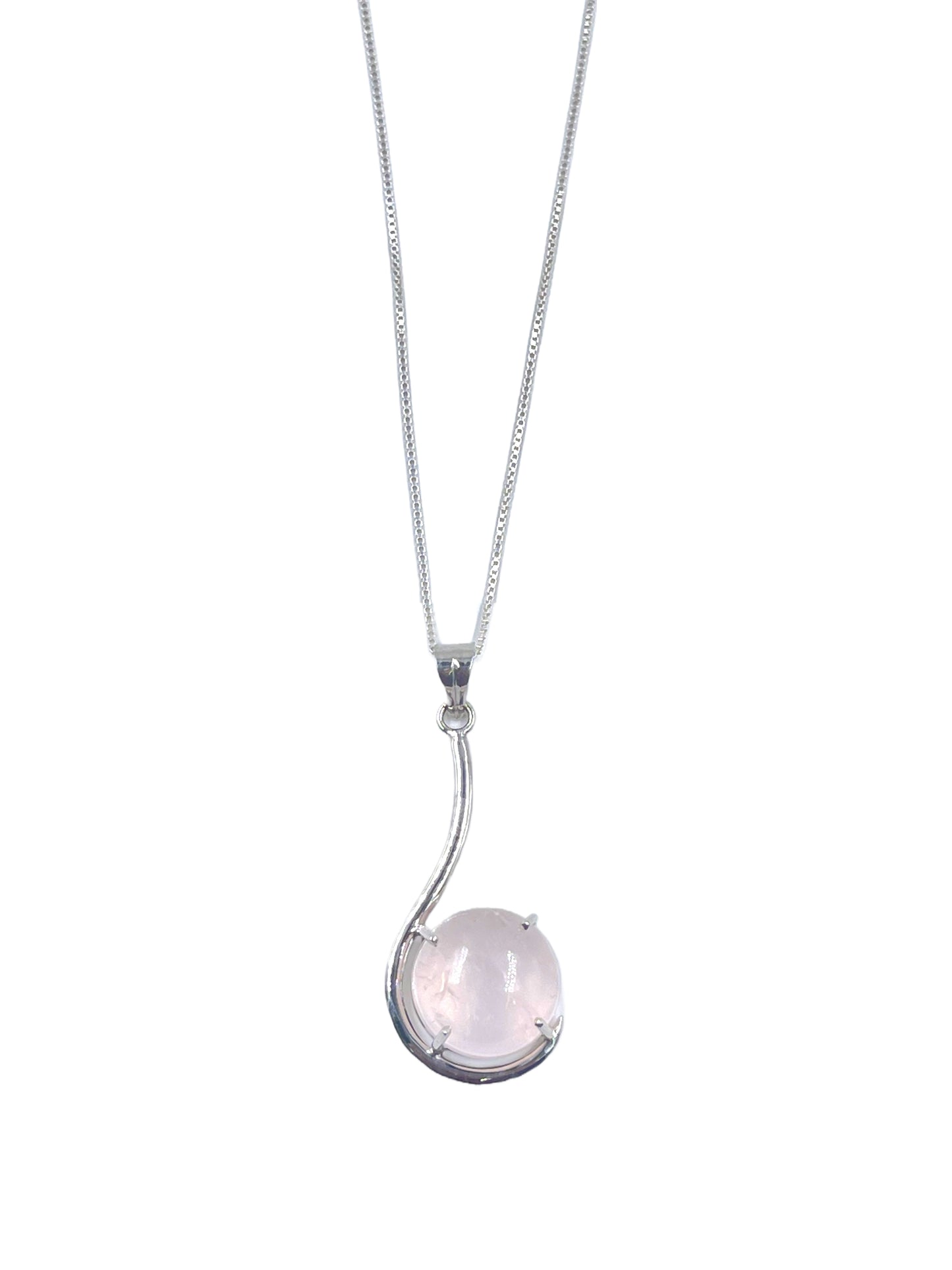 METALCARATS Metal Carats 925 Sterling Silver Holder Rose Quartz Pendant | Women | Pink | Cabochon | Wire Holder Pattern