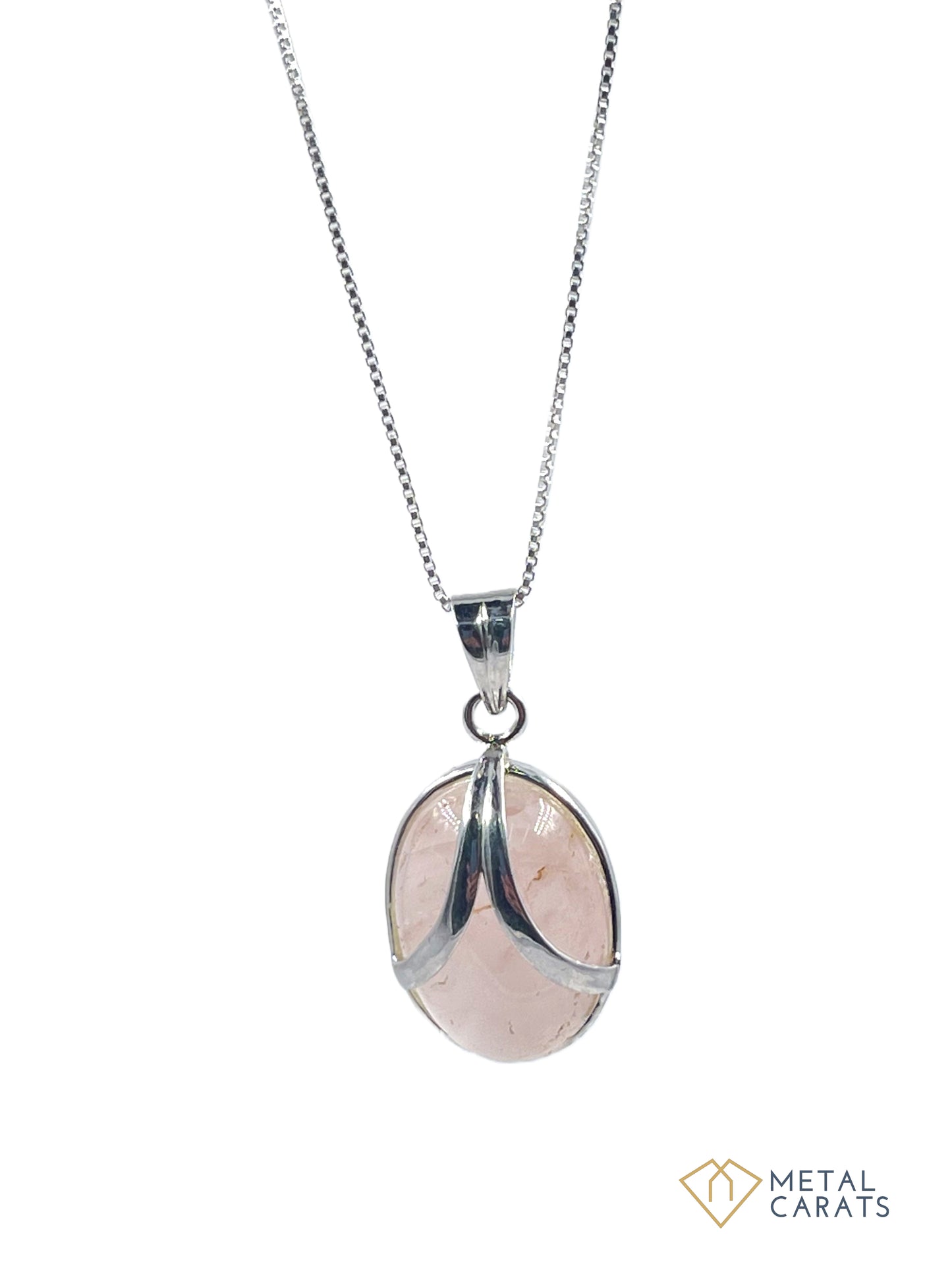 METALCARATS Metal Carats Rose Quartz Overal Setting in 925 Sterling Silver | Women | Overlap Pattern | Sublte and Minimalistic