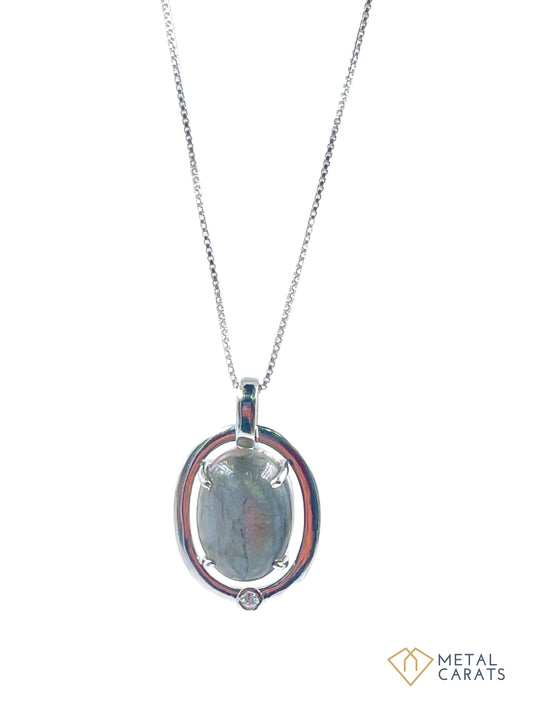 METALCARATS Metal Carats 925 Sterling Silver Fancy Inside Out Pendant | Labradorite | Fire Stone | Women