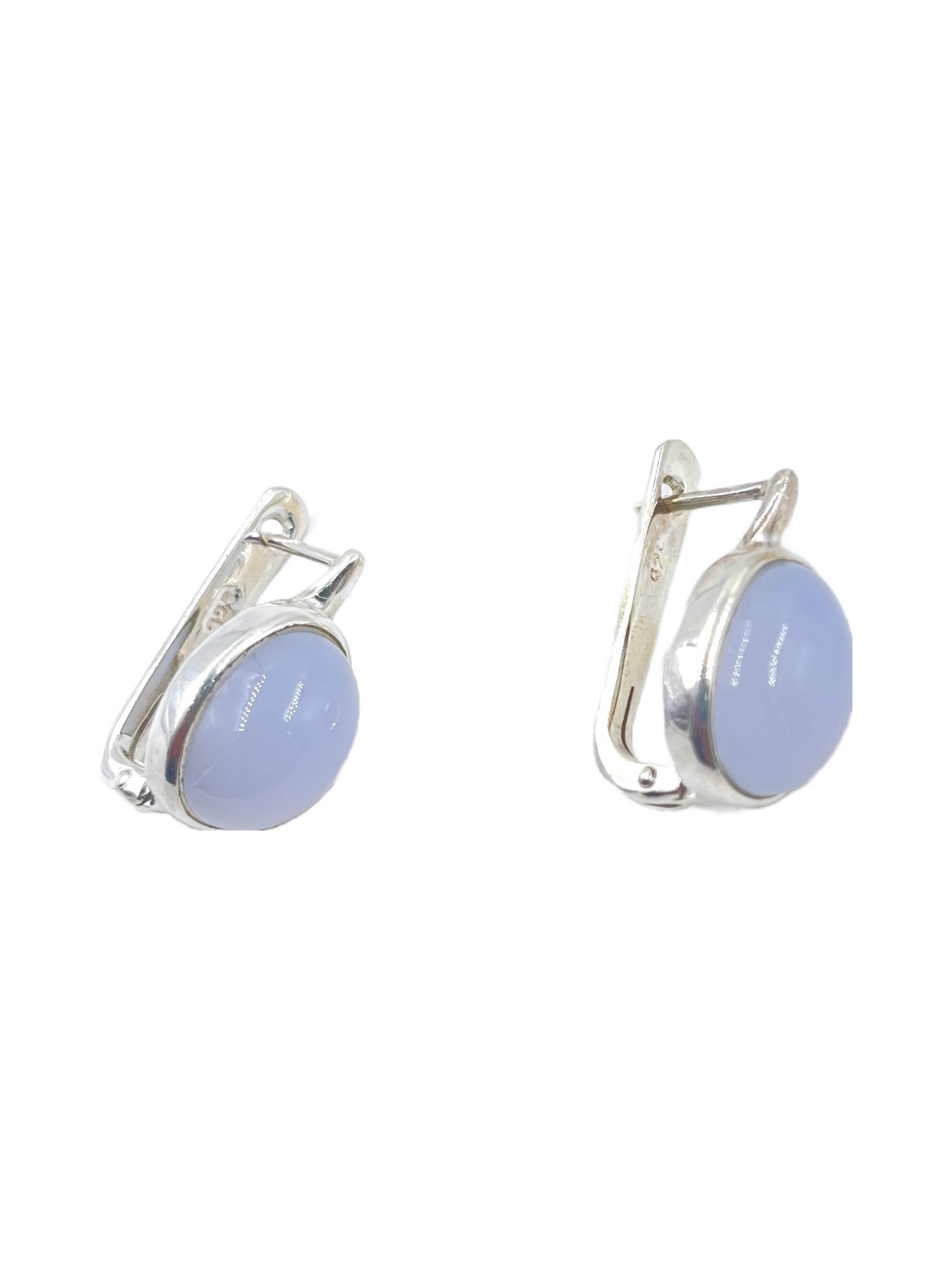 Metal Carats 925 Sterling Silver Blue Chalcedony Russian Loops Earring | Earrings | For Females | Authentic Natural Gemstones | Chalcedony | Hakik