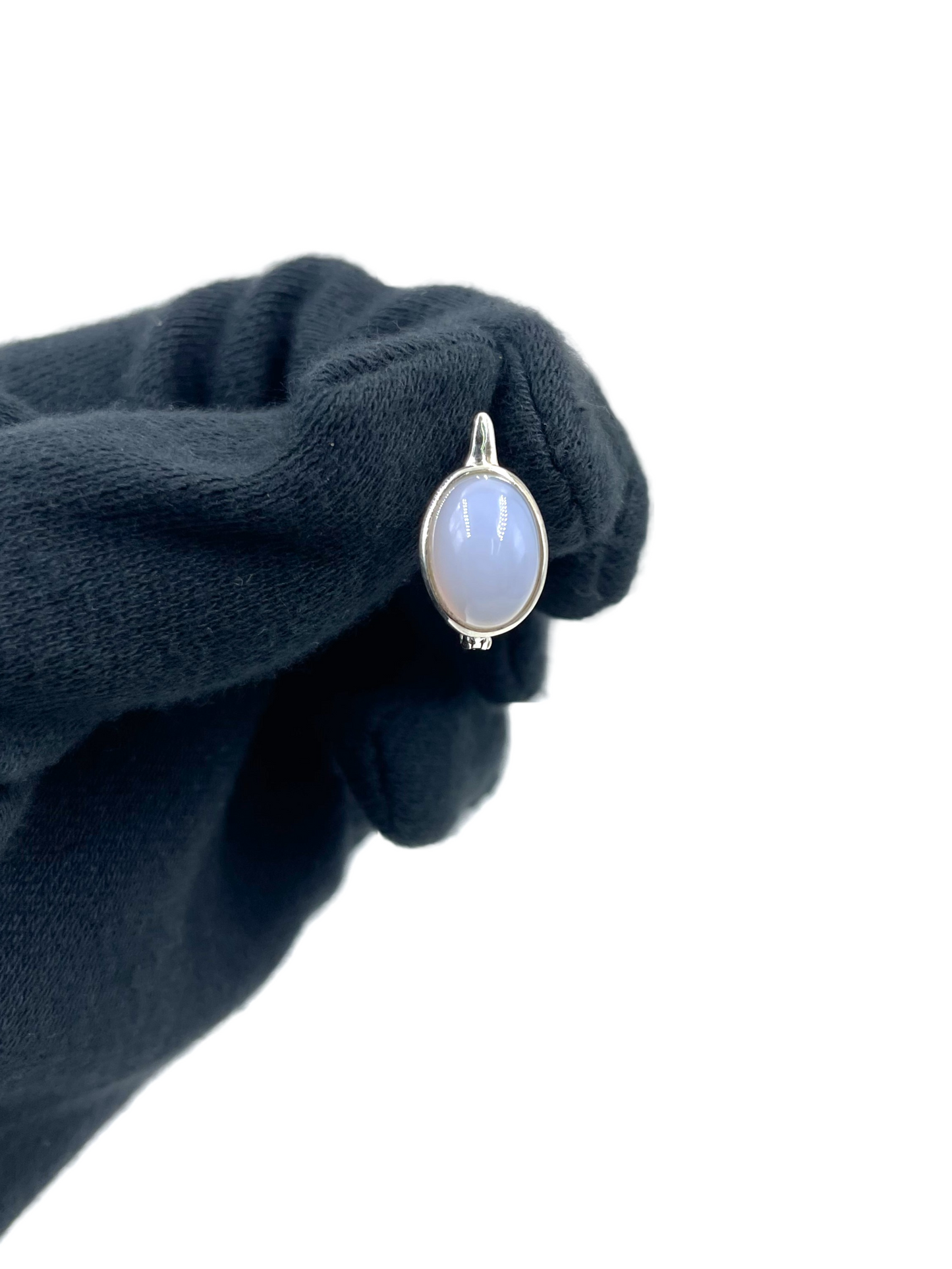 Metal Carats 925 Sterling Silver Blue Chalcedony Russian Loops Earring | Earrings | For Females | Authentic Natural Gemstones | Chalcedony | Hakik