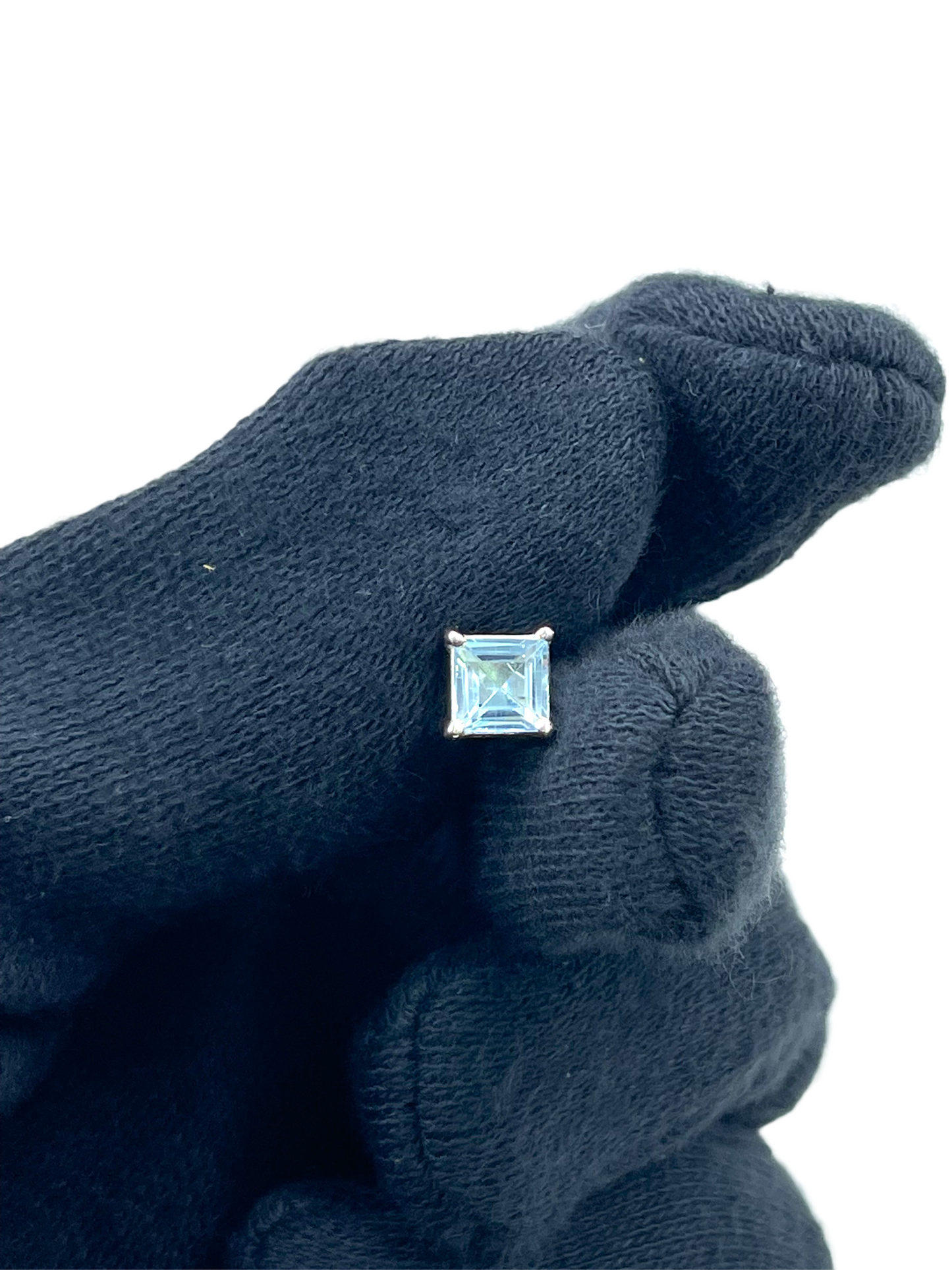 Metal Carats 925 Sterling Silver Square Blue Topaz Stud Earrings | Natural and Authentic Gemstone | For Women | Casual Wear | Trendy