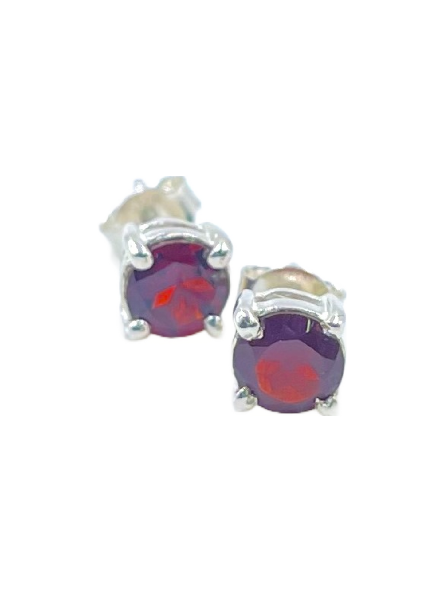 Metal Carats 925 Sterling Silver Round Almandine Garnet Stud Earrings | Garnet | Classy | For Women | Natural Gemstone