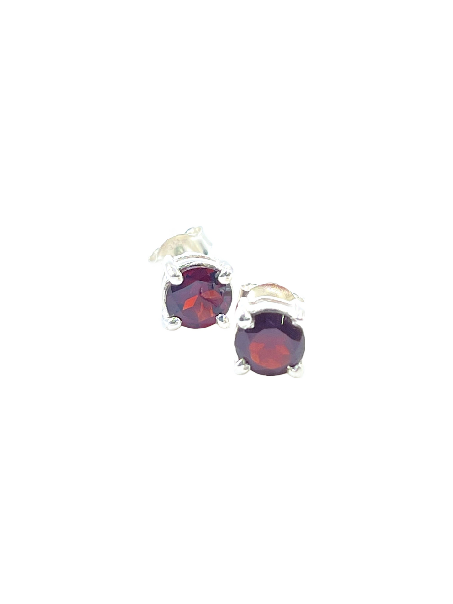 Metal Carats 925 Sterling Silver Round Almandine Garnet Stud Earrings | Garnet | Classy | For Women | Natural Gemstone