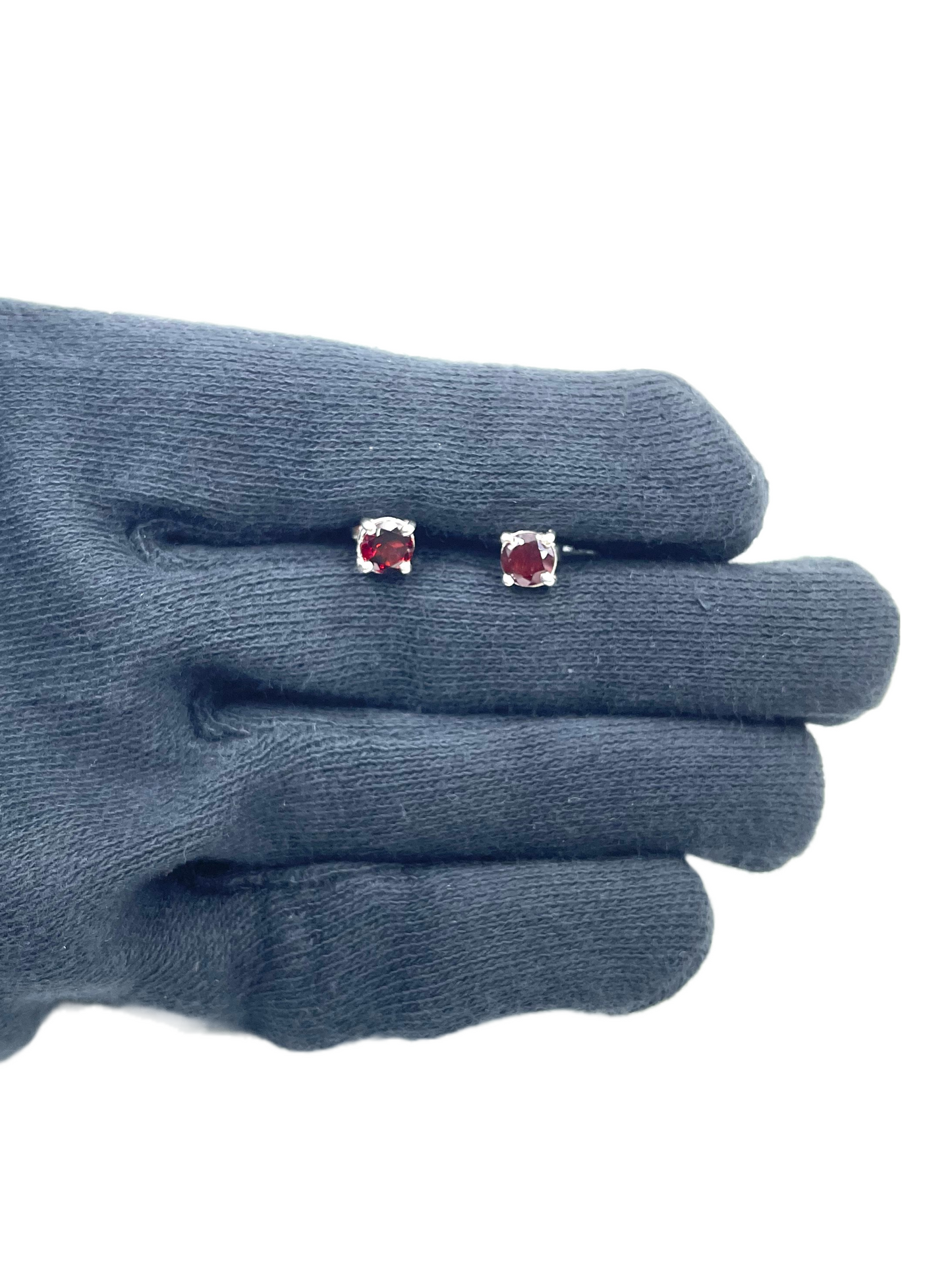 Metal Carats 925 Sterling Silver Round Almandine Garnet Stud Earrings | Garnet | Classy | For Women | Natural Gemstone