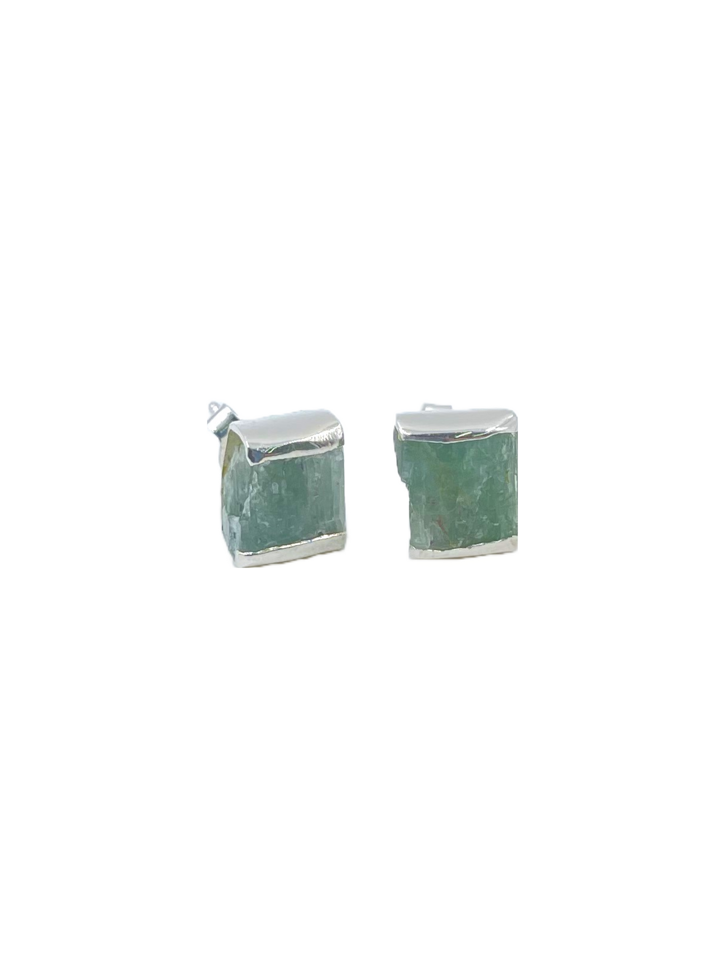 Metal Carats 925 Sterling Silver Rough Kyanite Studs | Bezel Setting | For Women | Casual Wear | Natural Gemstones…