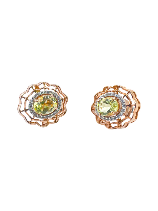 Metal Carats 925 Sterling Silver Lemon Quartz Fancy Earring in Rose Gold | Rose Gold Finish | Earrings | For Females | Authentic Natural Gemstones