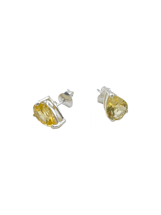 Metal Carats 925 Sterling Silver Citrine Studs in Pear Shape | Pear Shape | Citrine | For women | Yellow| Authentic Gemstones