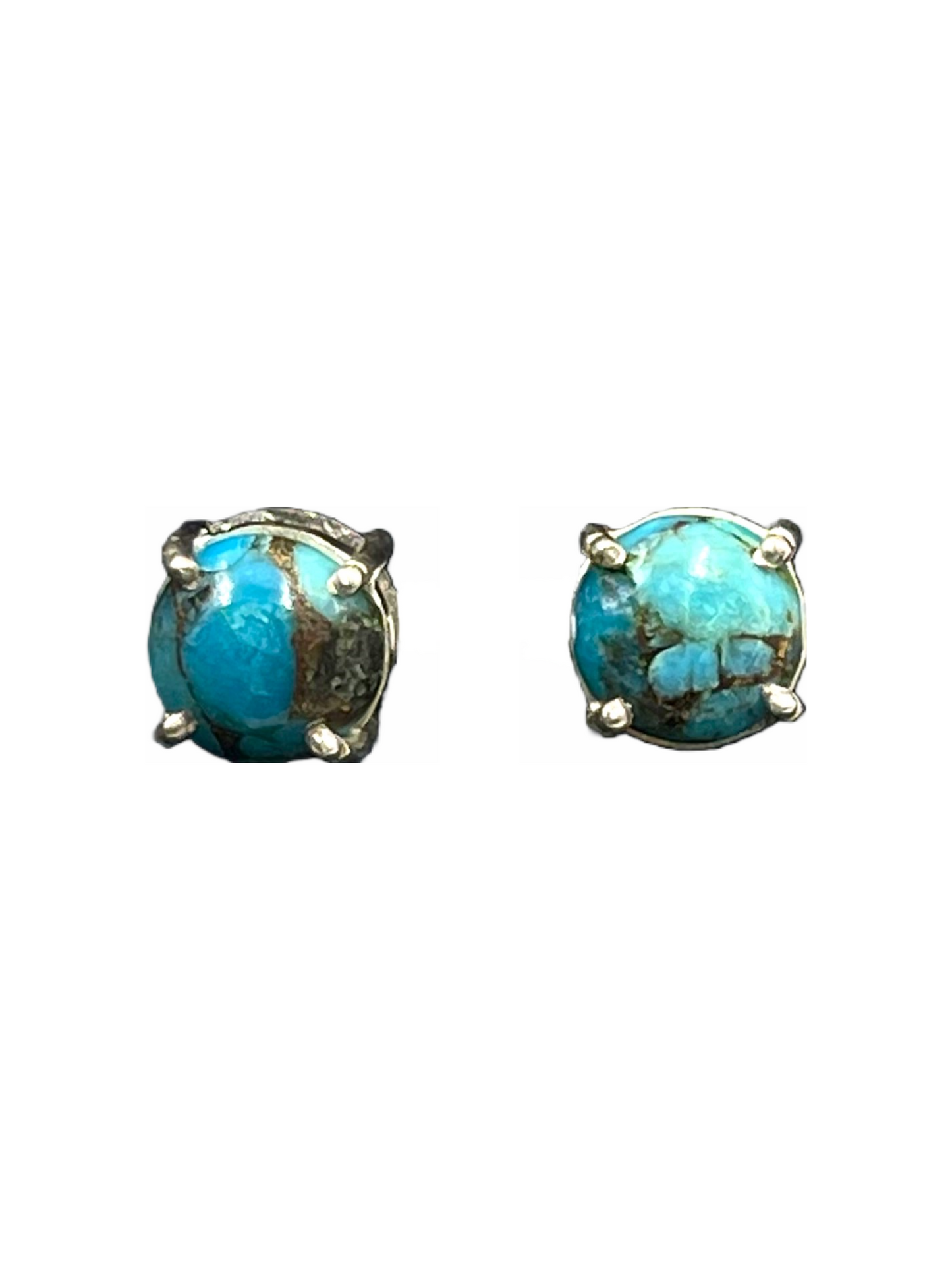 Metal Carats 925 Sterling Silver Turquoise Studs | Turquoise Firoza | Natural And Authentic Gemstones | For Women | Color Stone Jewellery