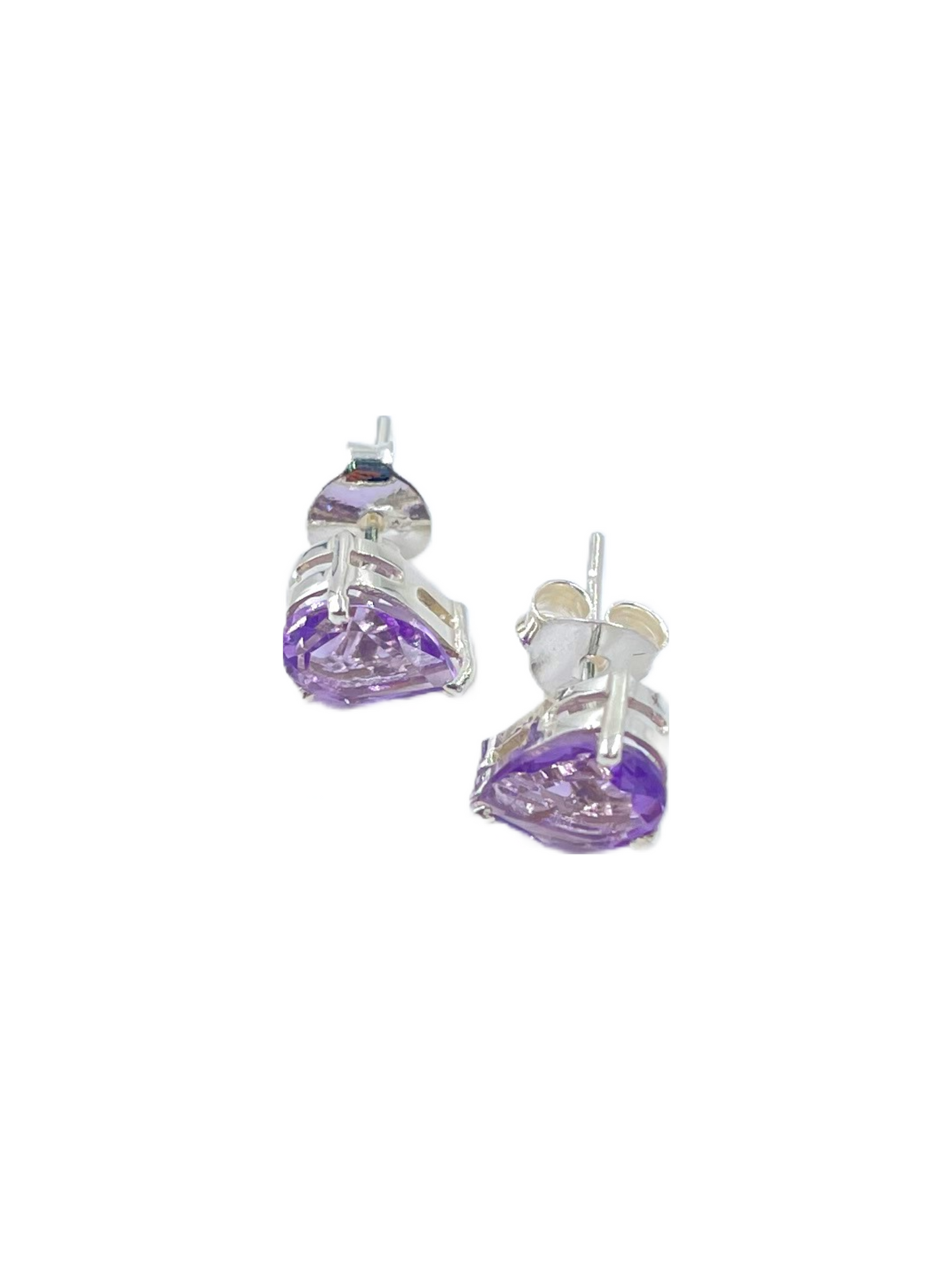 Metal Carats Amethyst 925 Sterling Silver Stud Earrings | Amethyst | Purple | For Women | Natural Gemstone