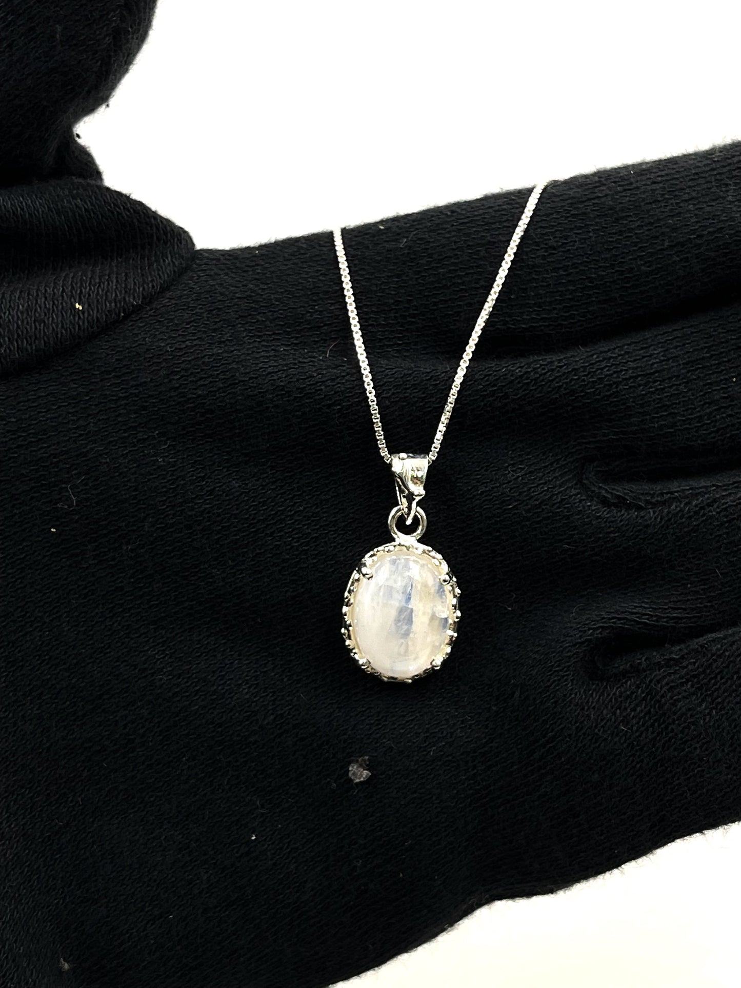 Metal Carats 925 Sterling Silver Rainbow Moonstone Pendant | Natural Gemstones | for Women | With Chain