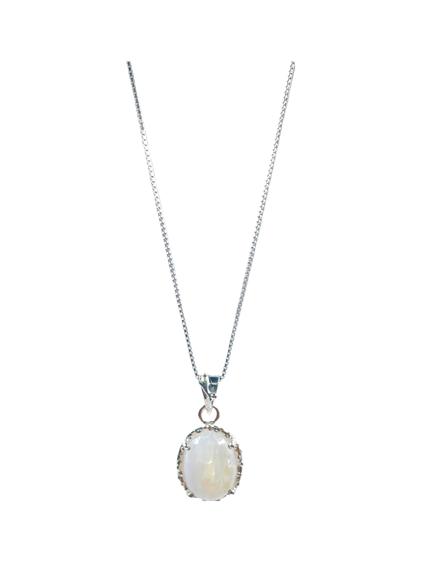 Metal Carats 925 Sterling Silver Rainbow Moonstone Pendant | Natural Gemstones | for Women | With Chain