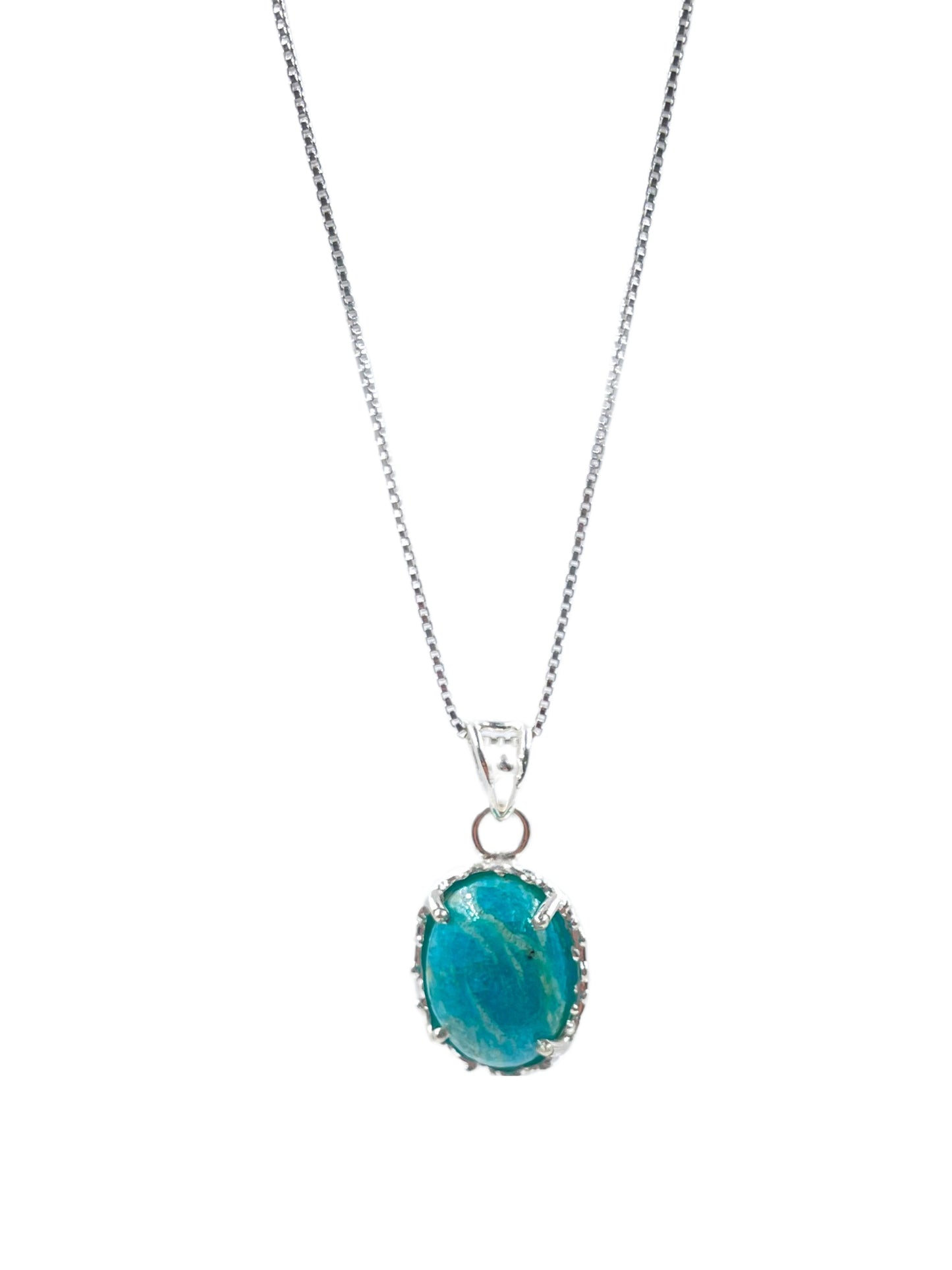 Metal Carats 925 Sterling Silver Amazonite Pendant with chain | Sterling Silver | Amazonite | Casual