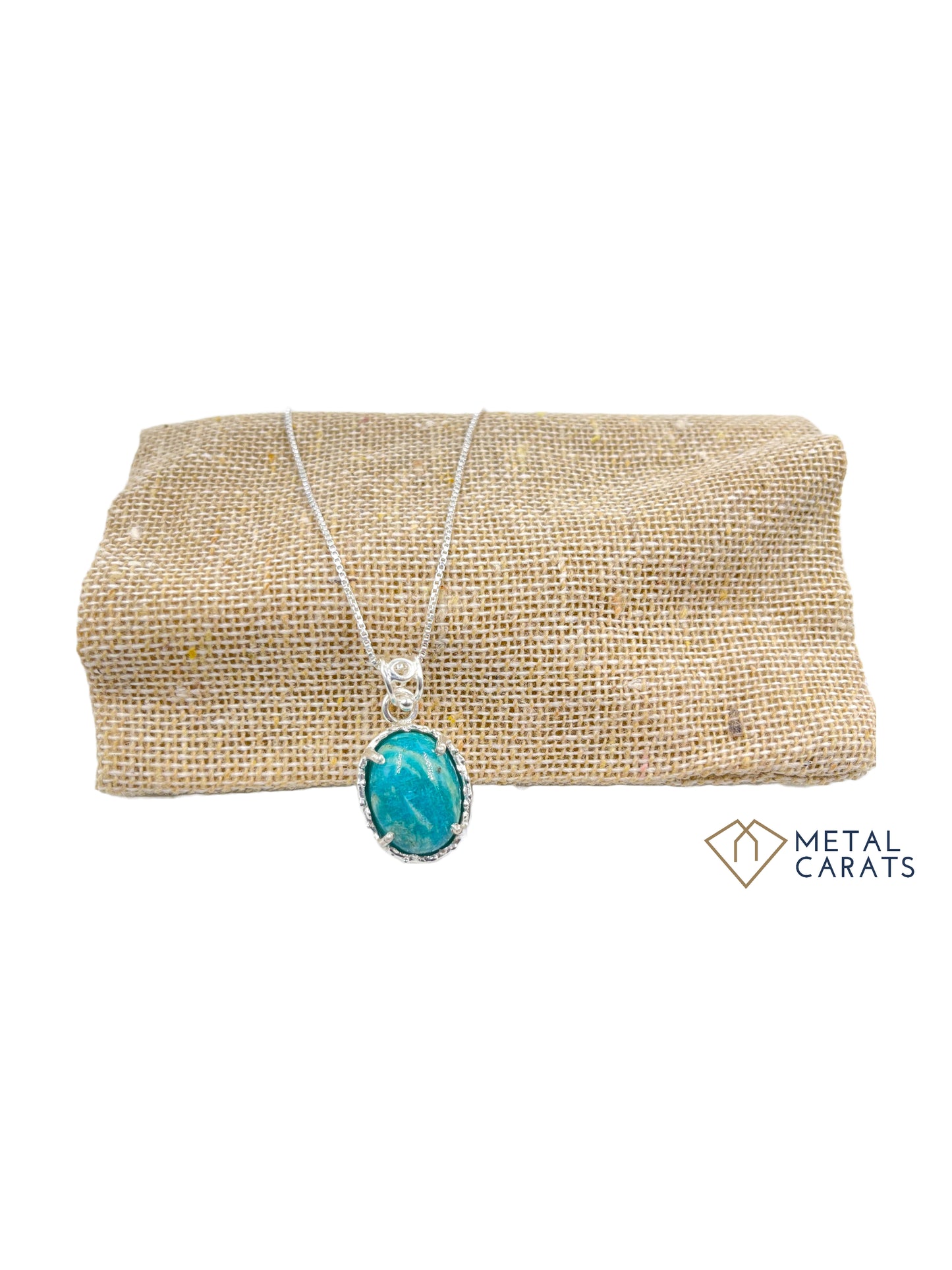 Metal Carats 925 Sterling Silver Amazonite Pendant with chain | Sterling Silver | Amazonite | Casual