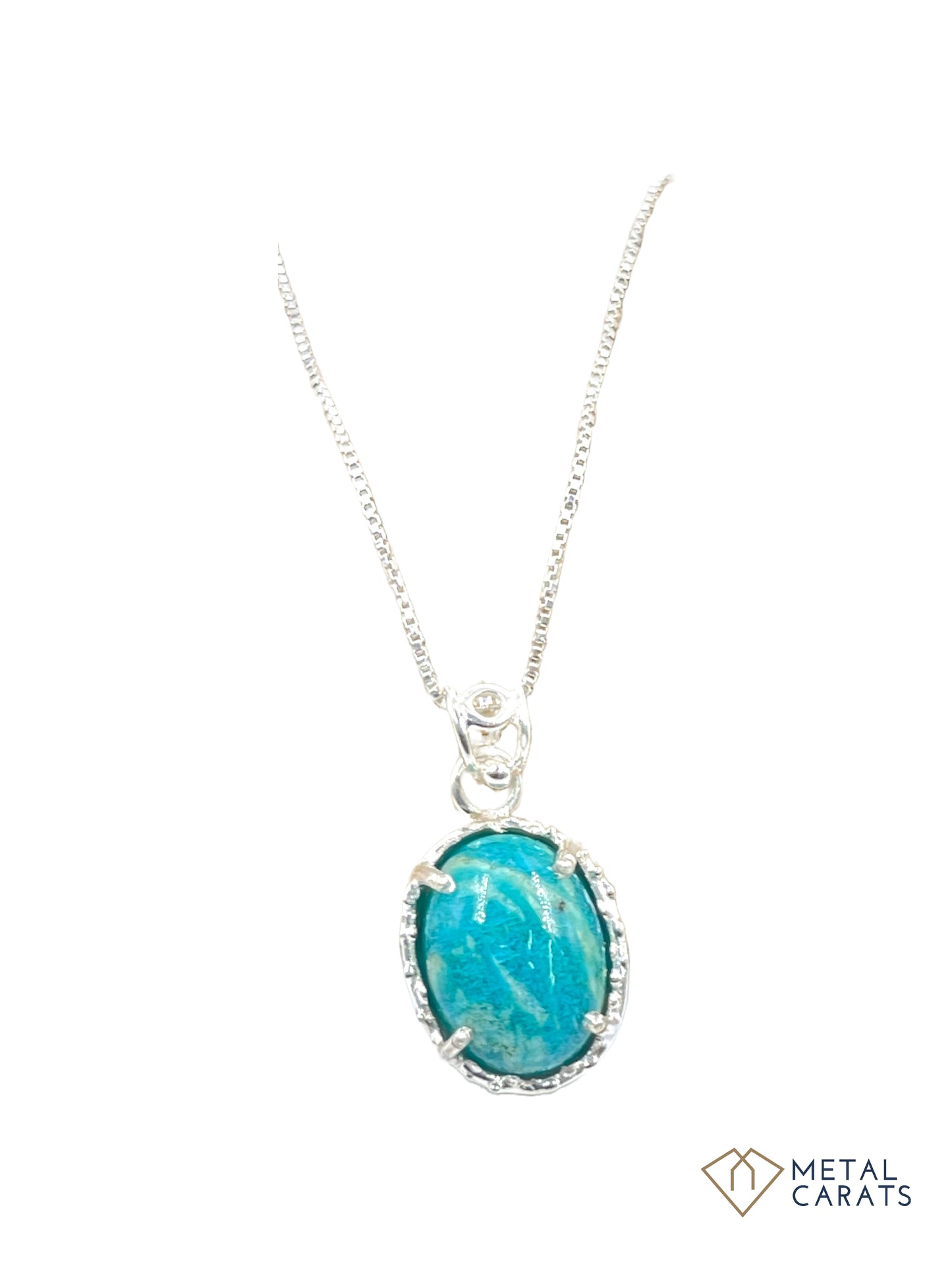 Metal Carats 925 Sterling Silver Amazonite Pendant with chain | Sterling Silver | Amazonite | Casual