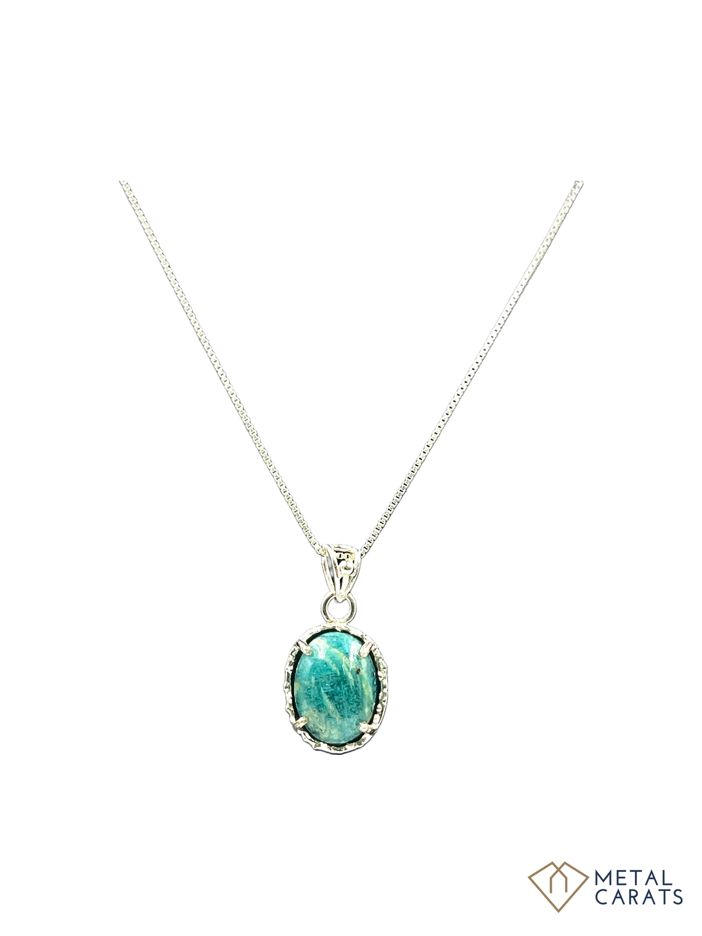 Metal Carats 925 Sterling Silver Amazonite Pendant with chain | Sterling Silver | Amazonite | Casual