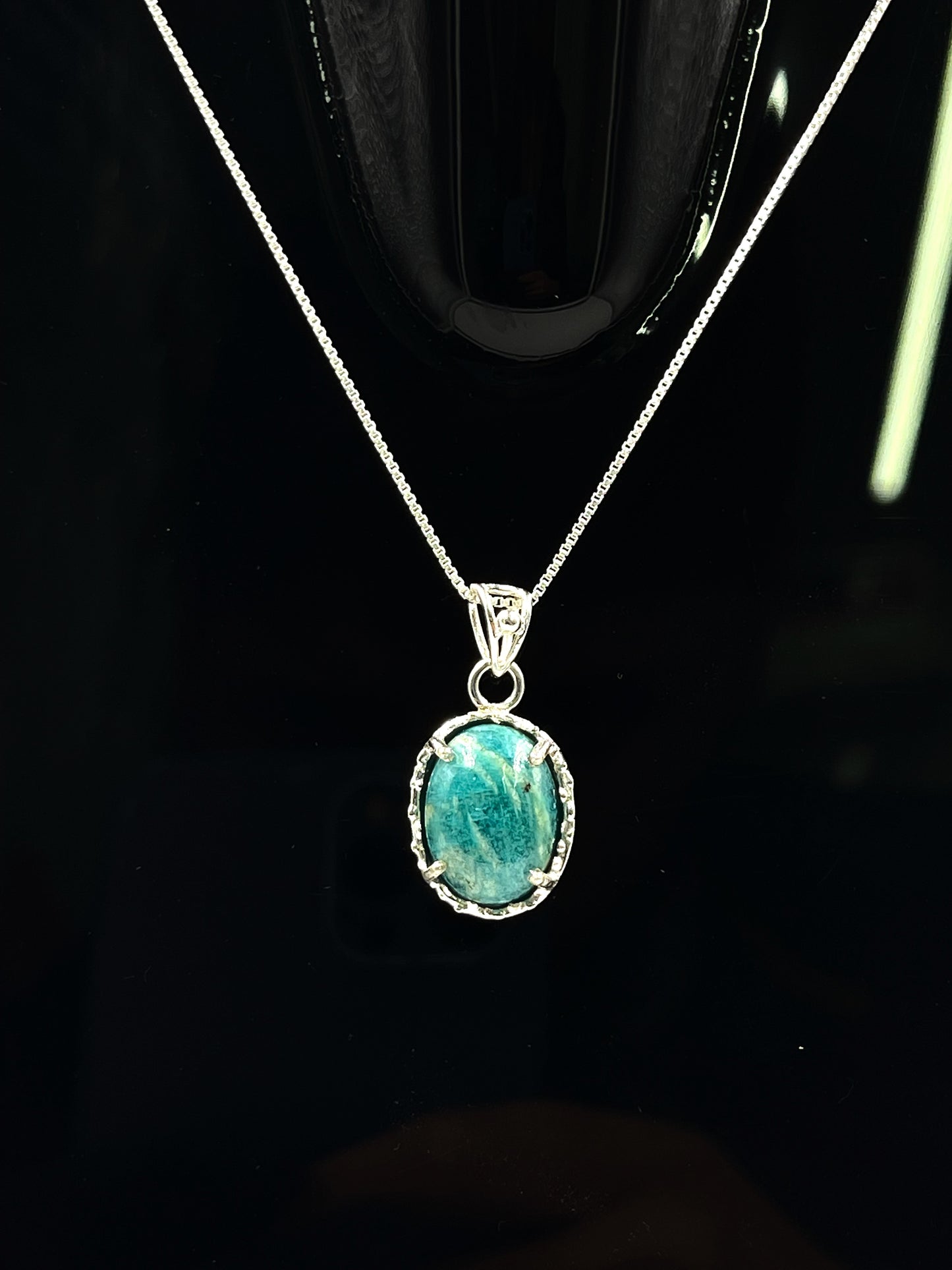 Metal Carats 925 Sterling Silver Amazonite Pendant with chain | Sterling Silver | Amazonite | Casual