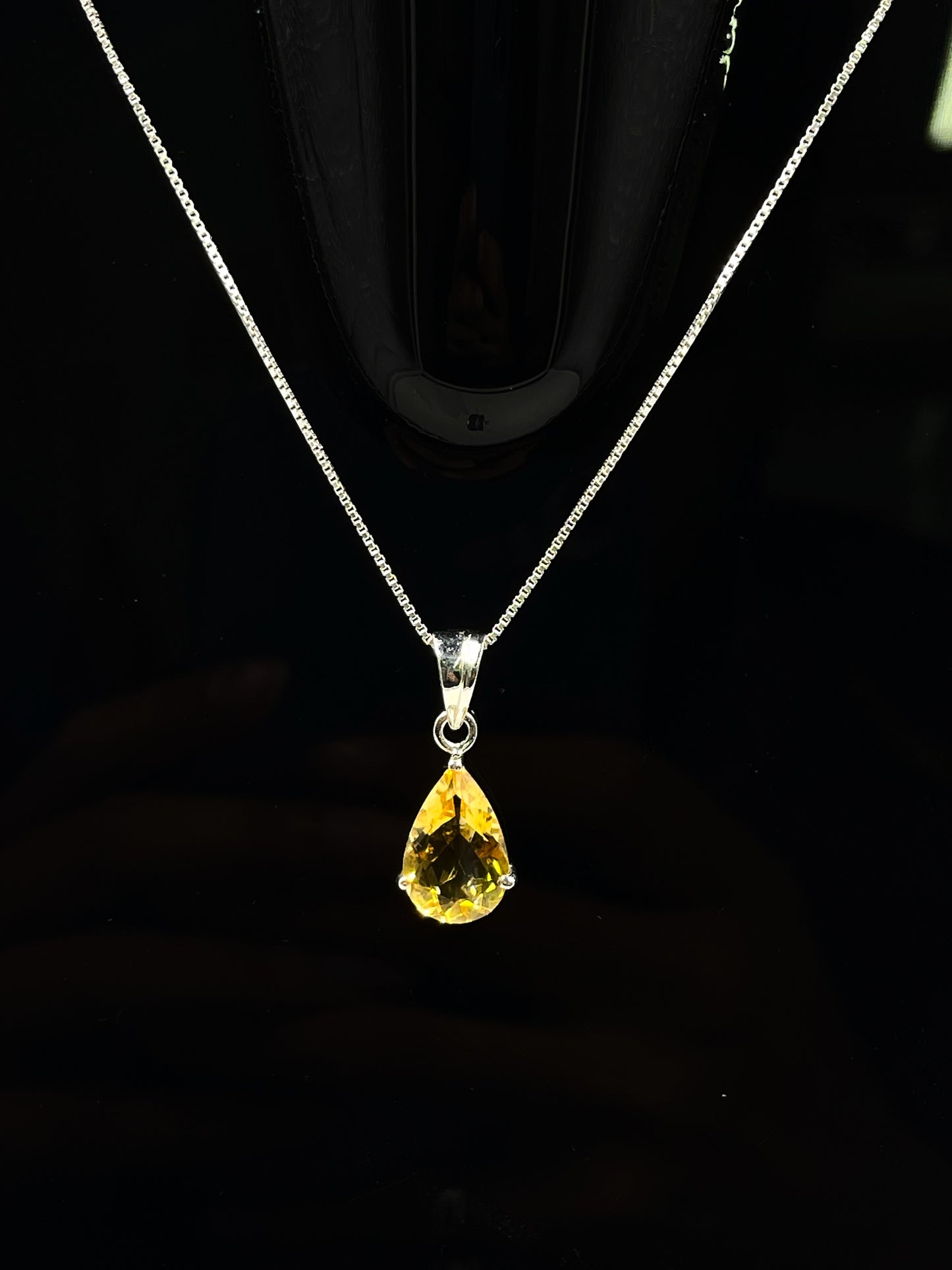 Metal Carats 925 Sterling Silver Pear Shaped Citrine Pendant with chain | Minimal Jewellery | Authentic Gemstones | for Women