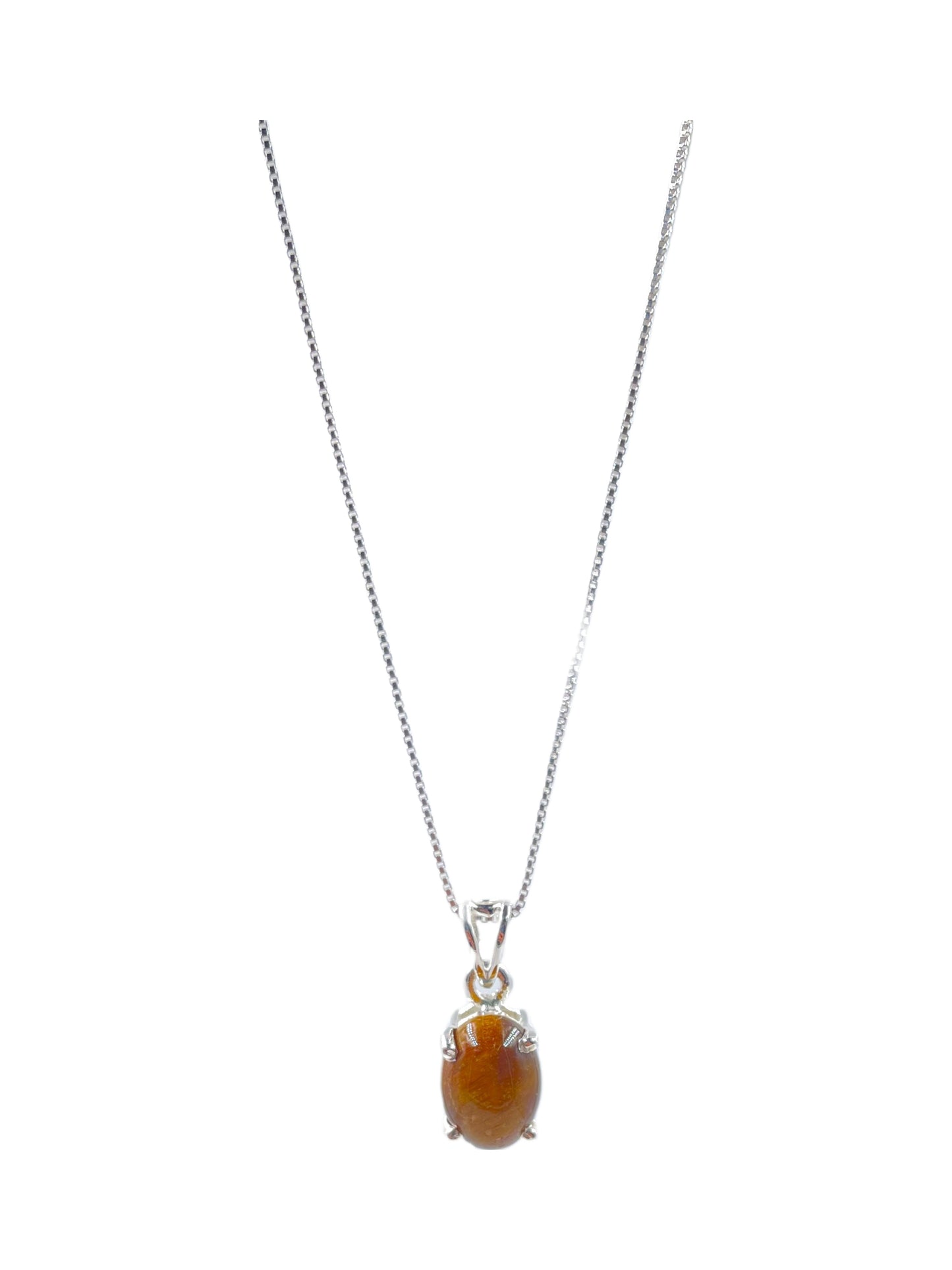 Metal Carats 925 Sterling Silver Tigers Eye Pendant with Chain | Natural Gemstones | Tigers Eye | Women