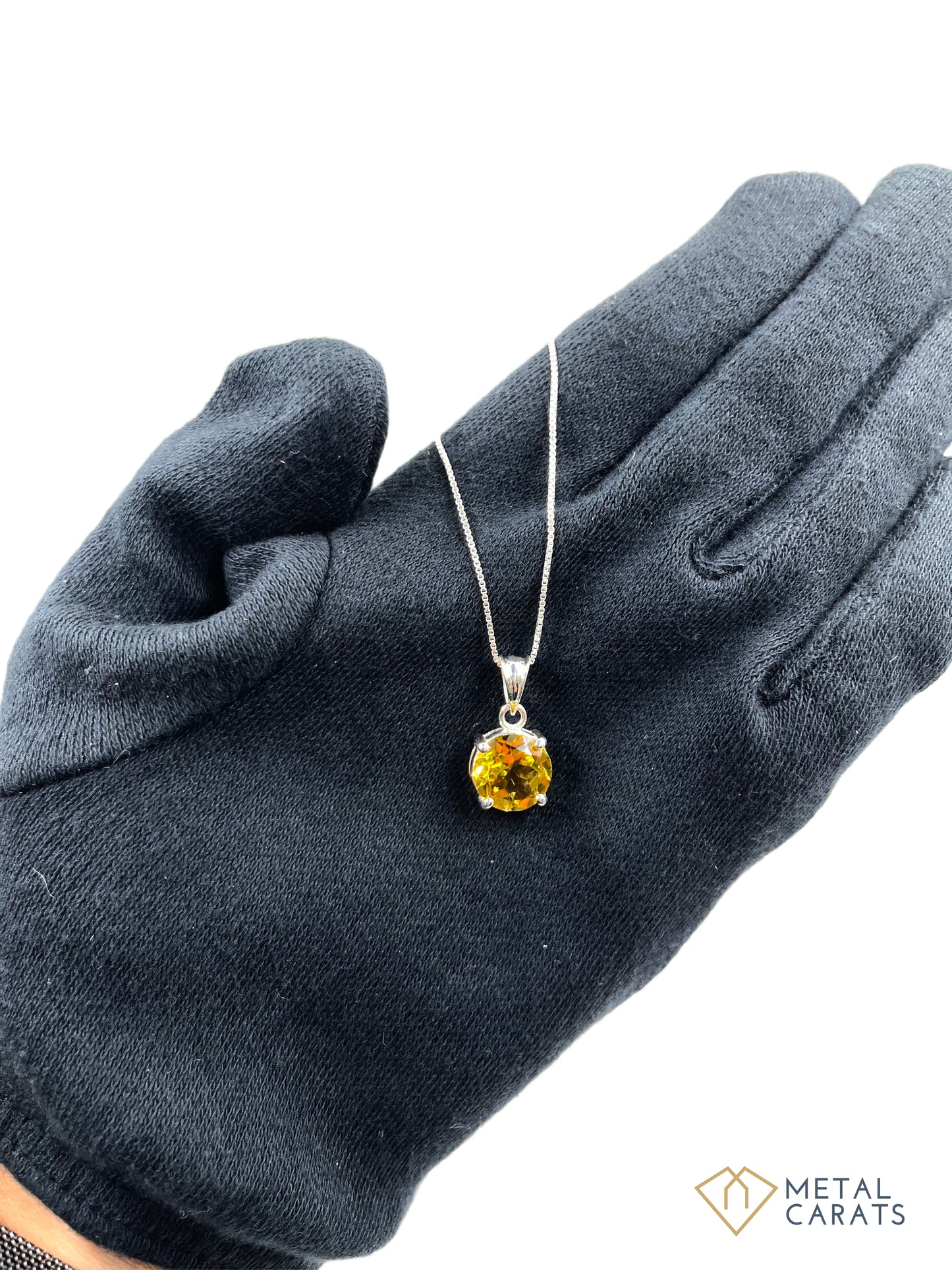 Metal Carats 925 Sterling Silver Citrine Pendant | 2 Carat Size | Natural Gemstones | Women