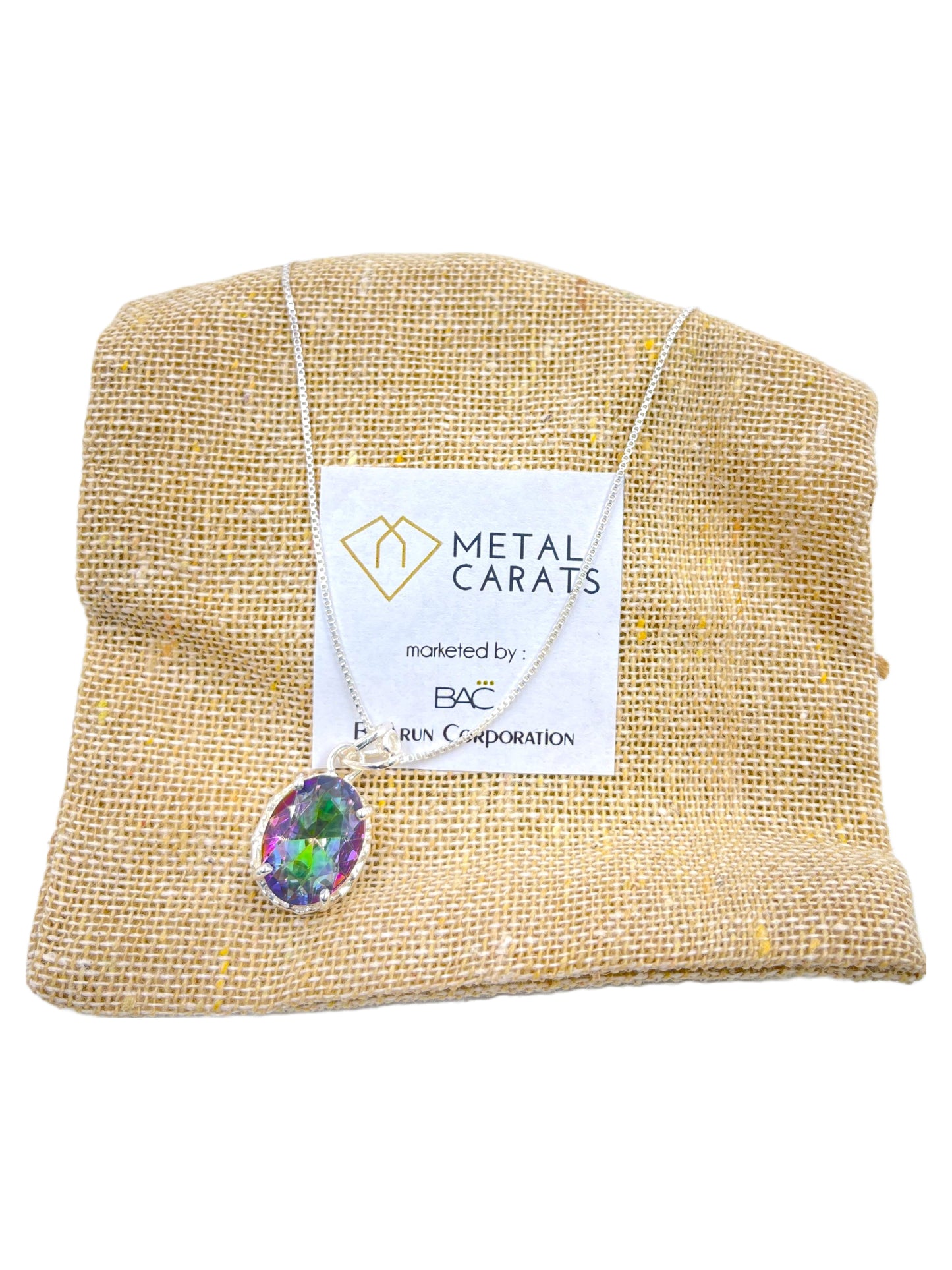 Metal Carats 925 Sterling Silver Mystic Topaz Pendant with Chain | Multi Color Gemstone | Natural | Women