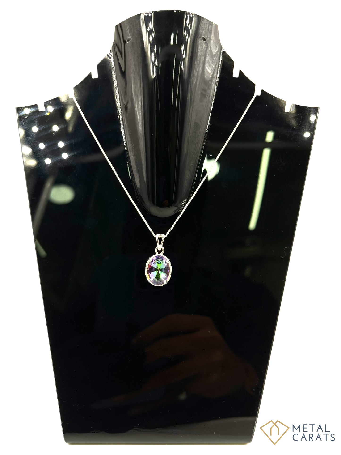 Metal Carats 925 Sterling Silver Mystic Topaz Pendant with Chain | Multi Color Gemstone | Natural | Women