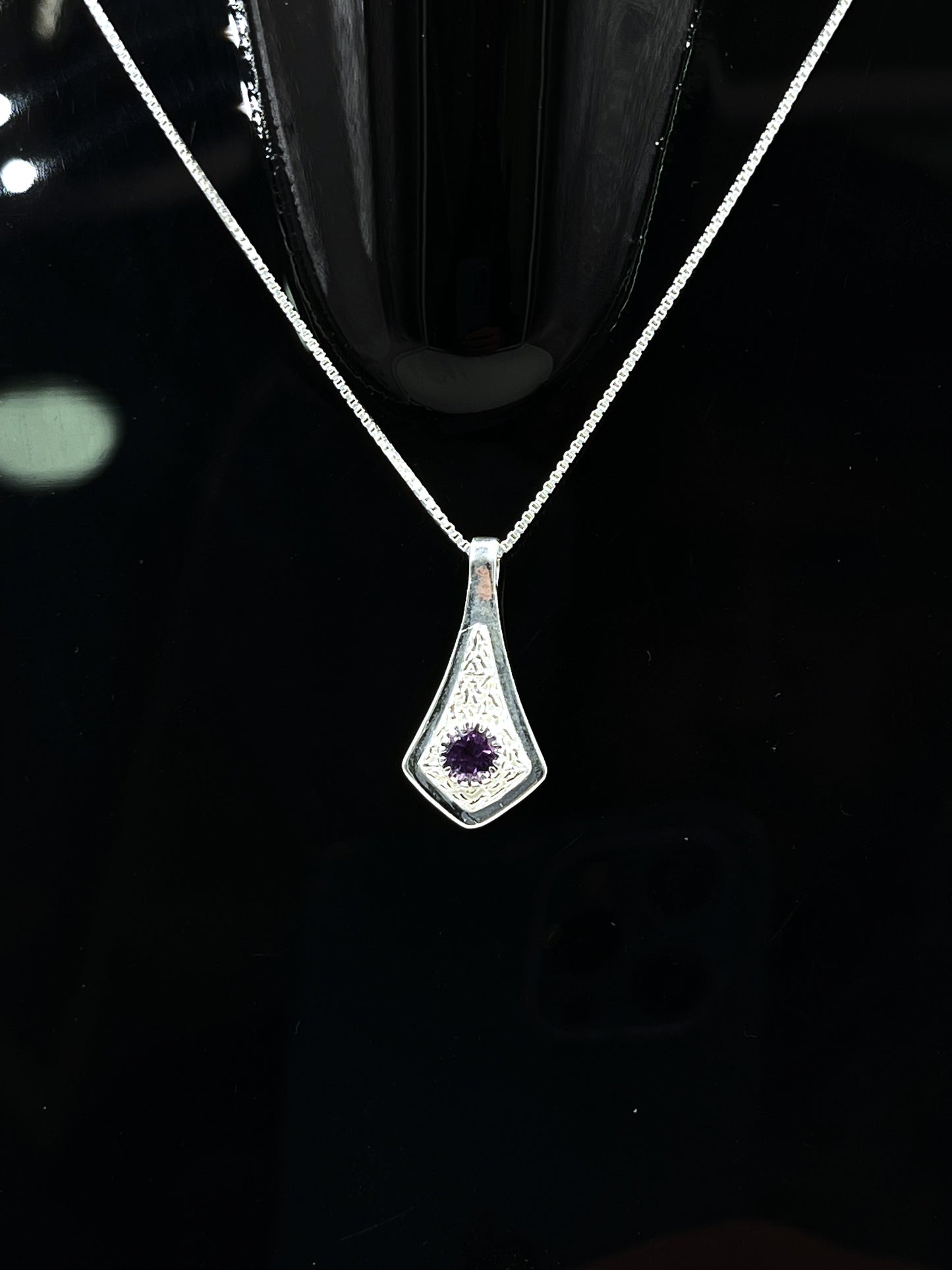 Metal Carats 925 Sterling Silver Amethyst Hammer Pendant | Women | Natural Gemstone | Light weight